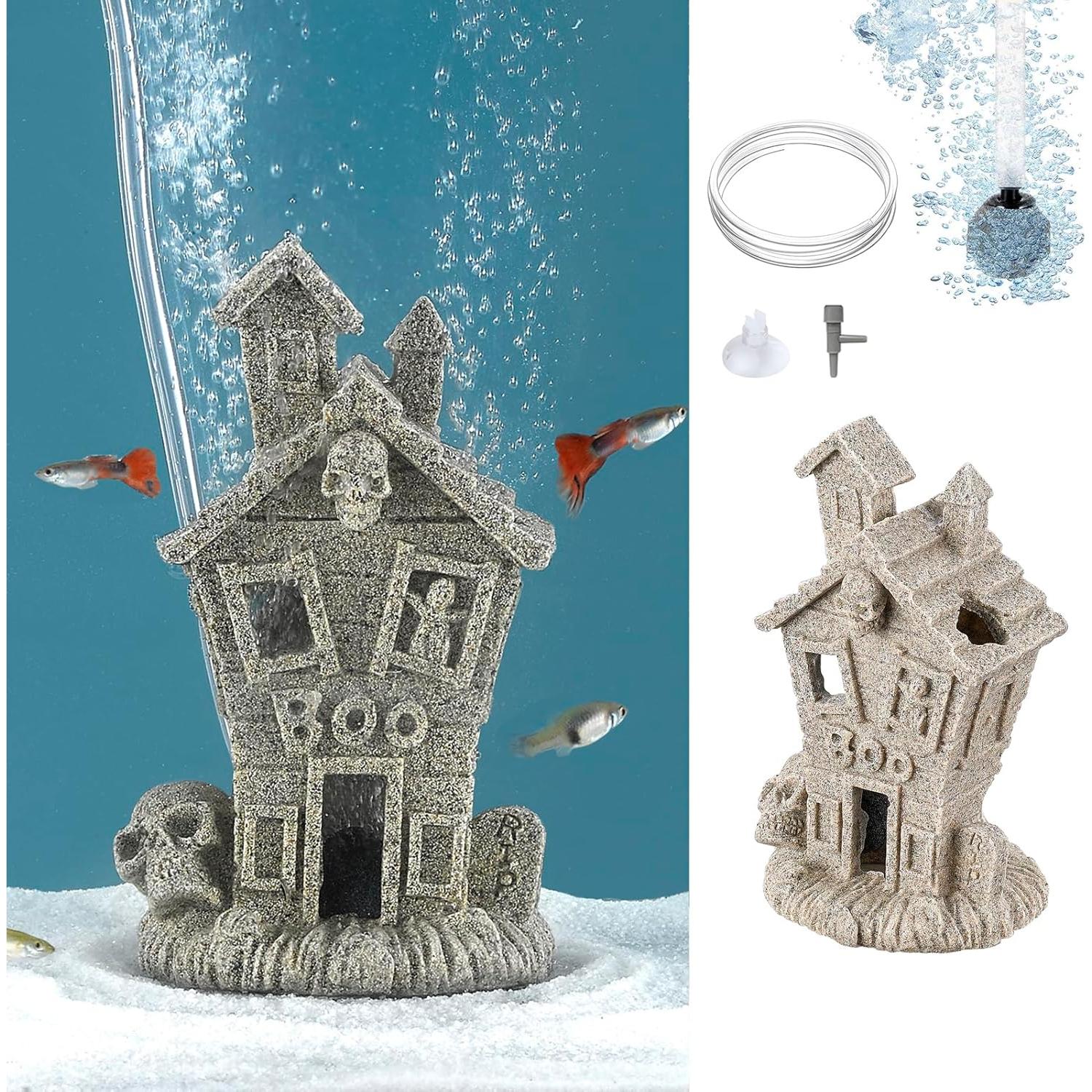 Casa Embrujada Acuario Carefree Fish 10.9x7.1x14cm Halloween