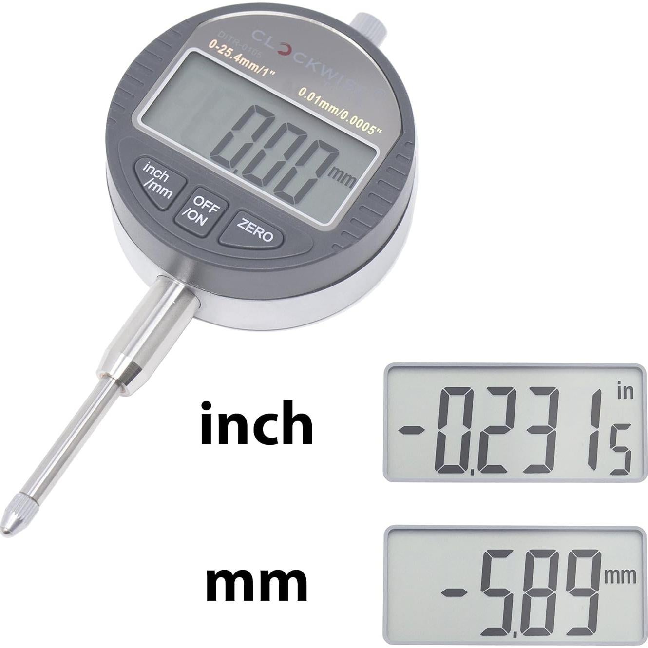Indicador Digital Clockwise DIBR-0105 0-25.4mm Base Magnética
