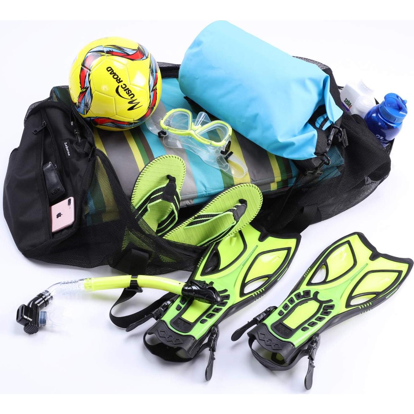 Bolsa de Playa Grande Leberna de Malla 94x38x38 cm Negra