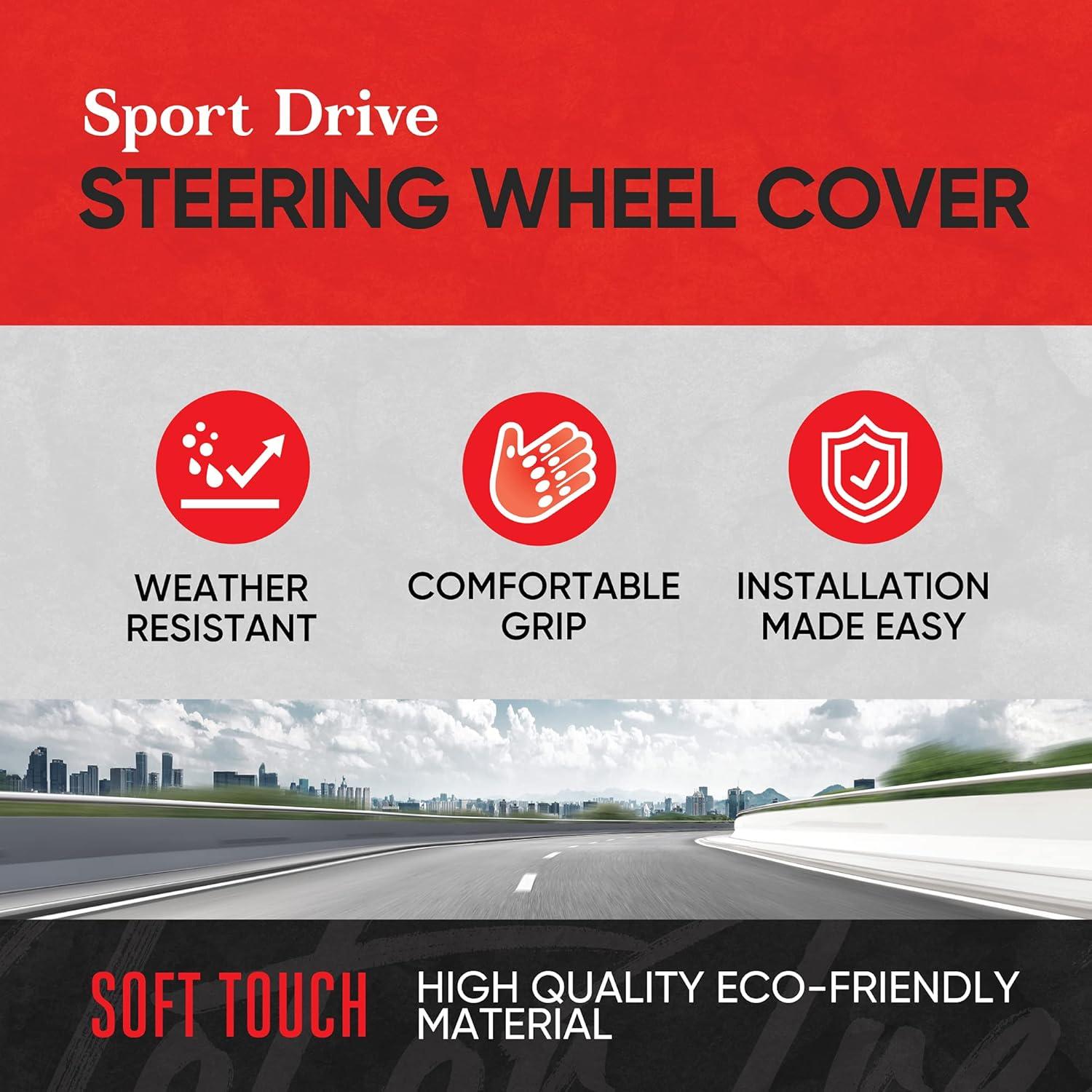 Cubierta de Volante Motor Trend GripDrive Pro Negra 34-37 cm