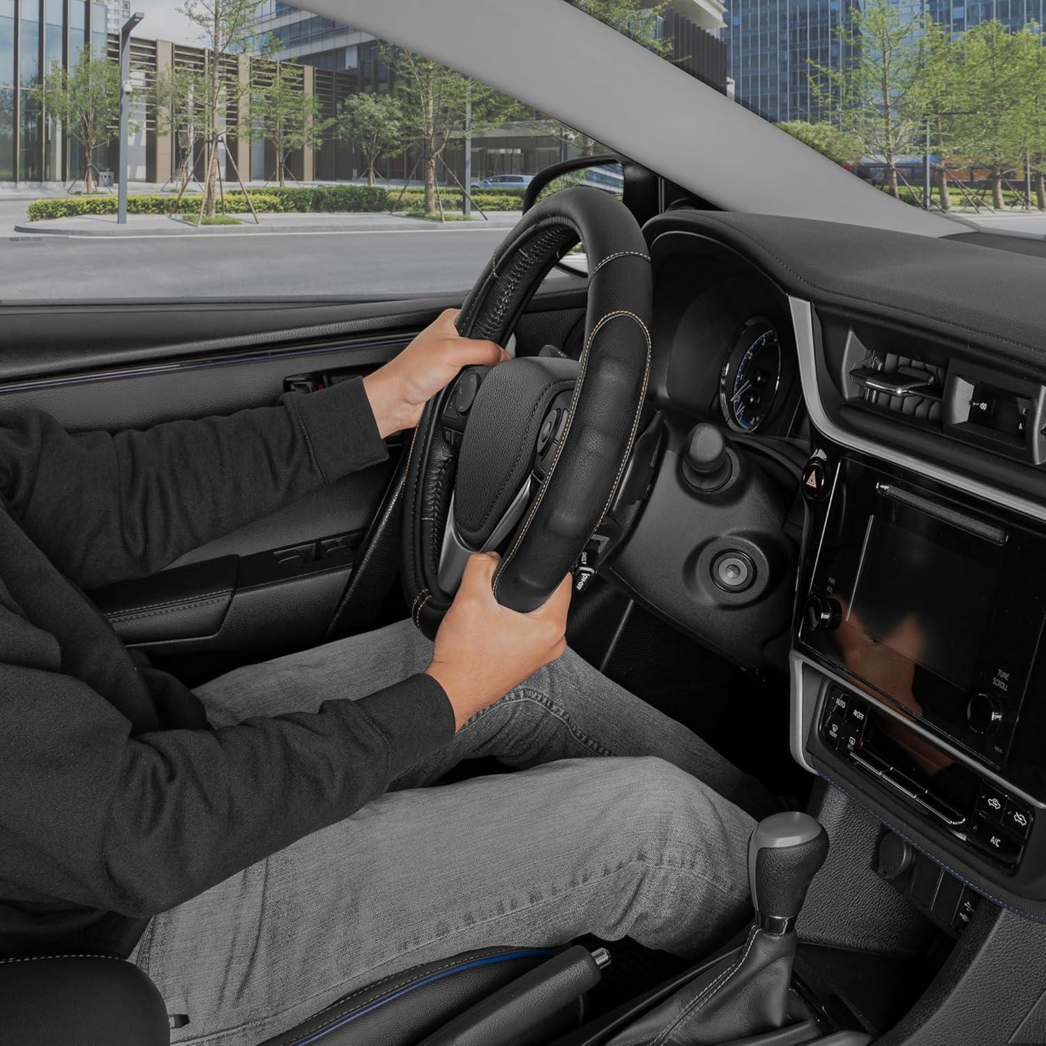 Cubierta de Volante Motor Trend GripDrive Pro Negra 34-37 cm