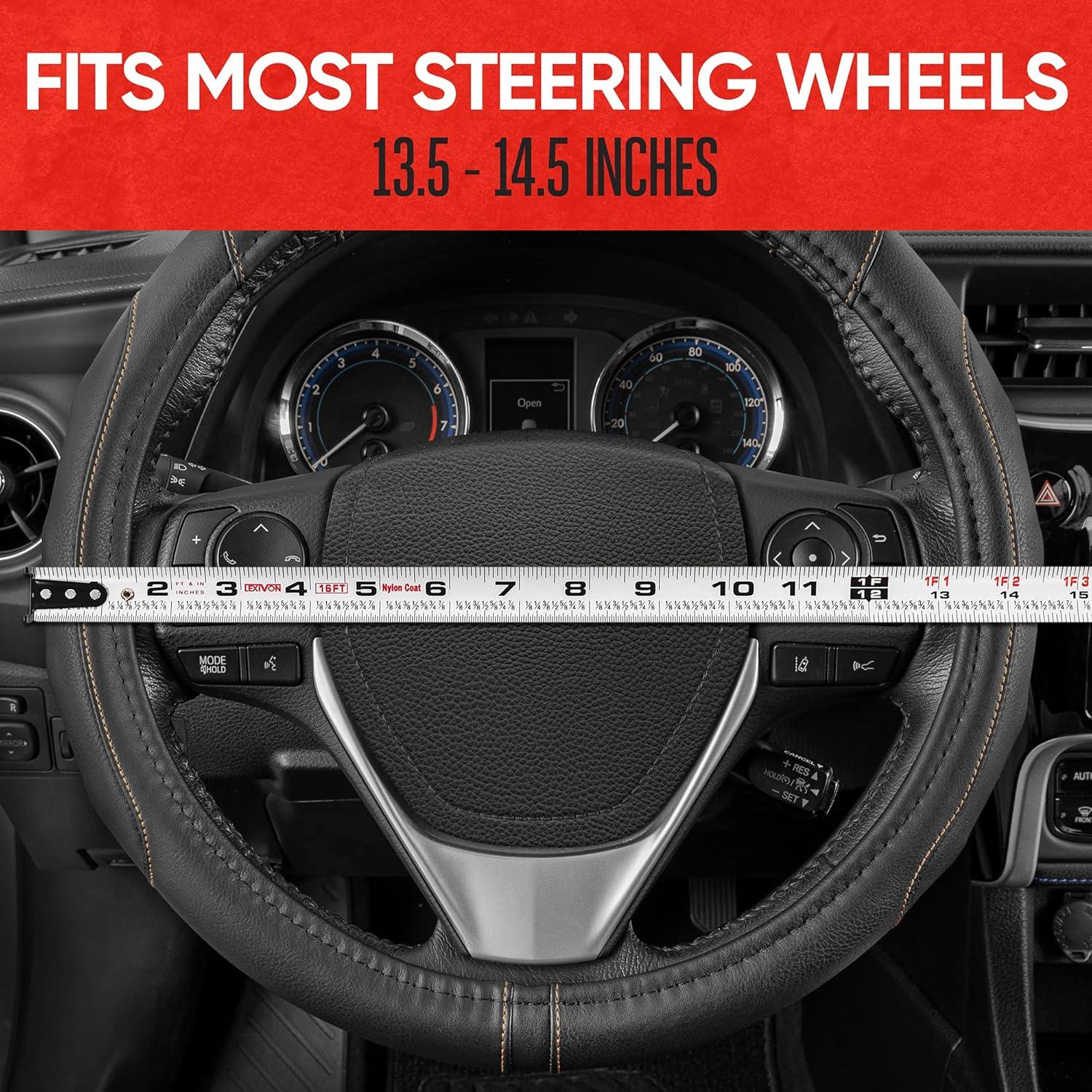 Cubierta de Volante Motor Trend GripDrive Pro Negra 34-37 cm