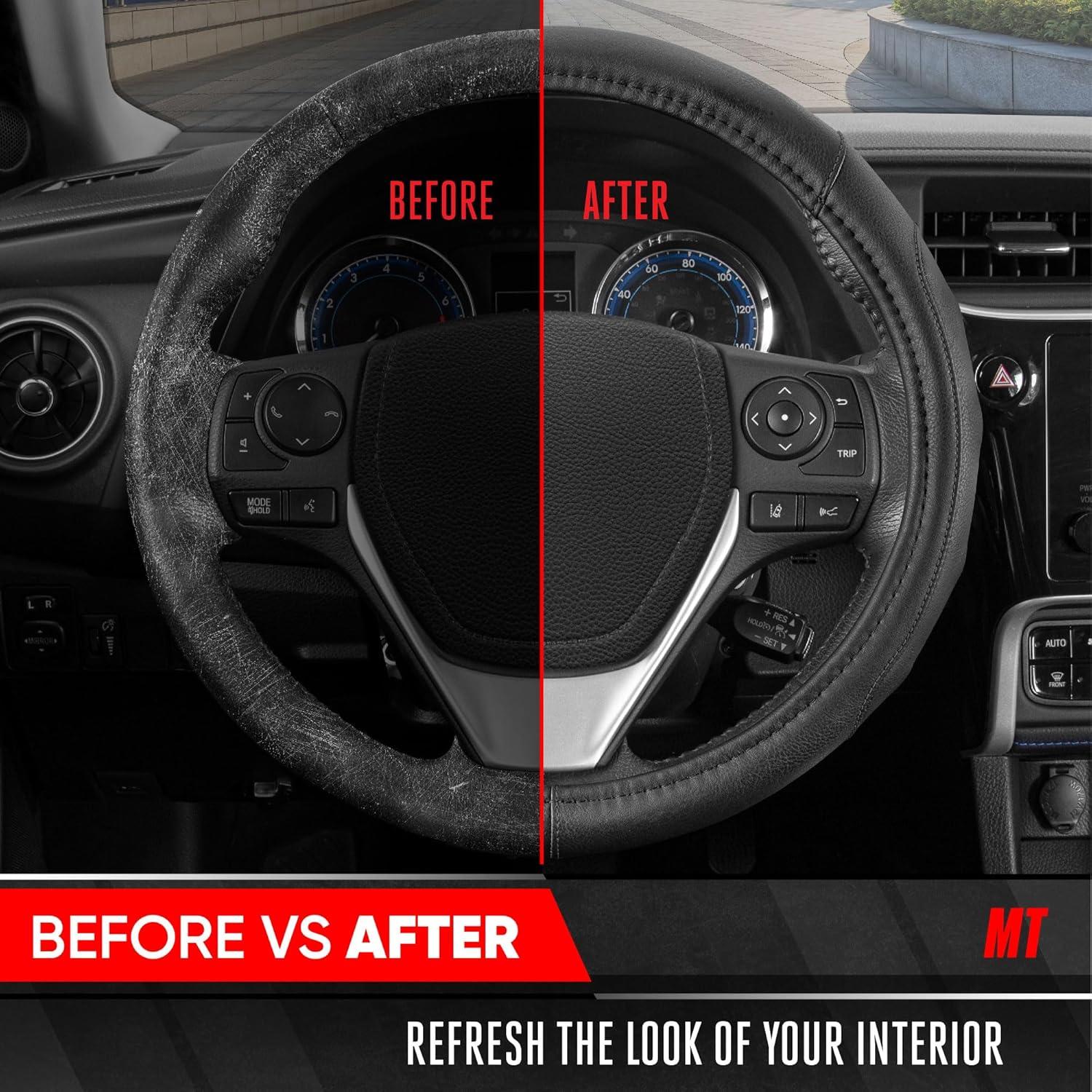 Cubierta de Volante de Cuero Sintético Motor Trend 14" Negra