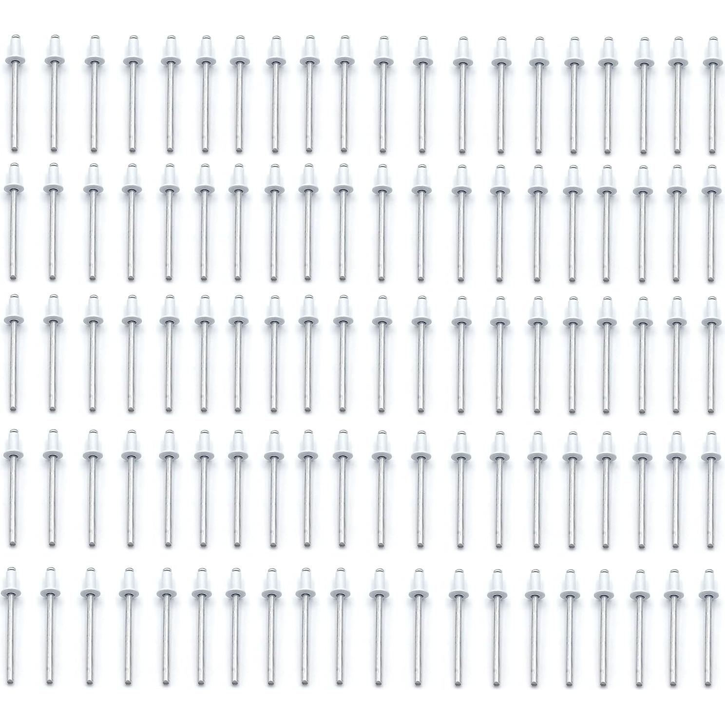 Rivetes de Aluminio Blanco Abierto Metal Magery 100 Unidades