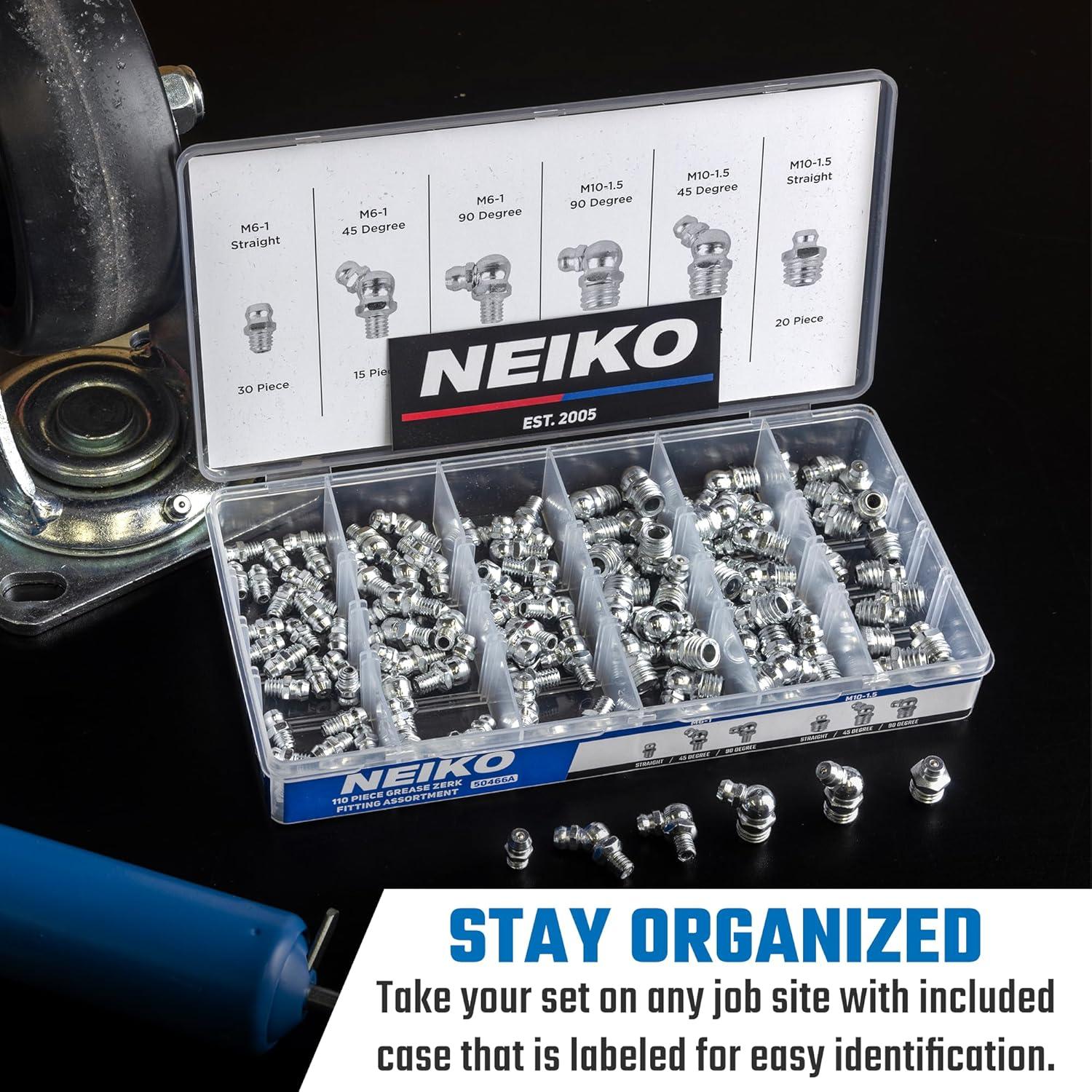 Juego de Accesorios de Enchufes de Grasa Neiko 50466A, 110 Piezas