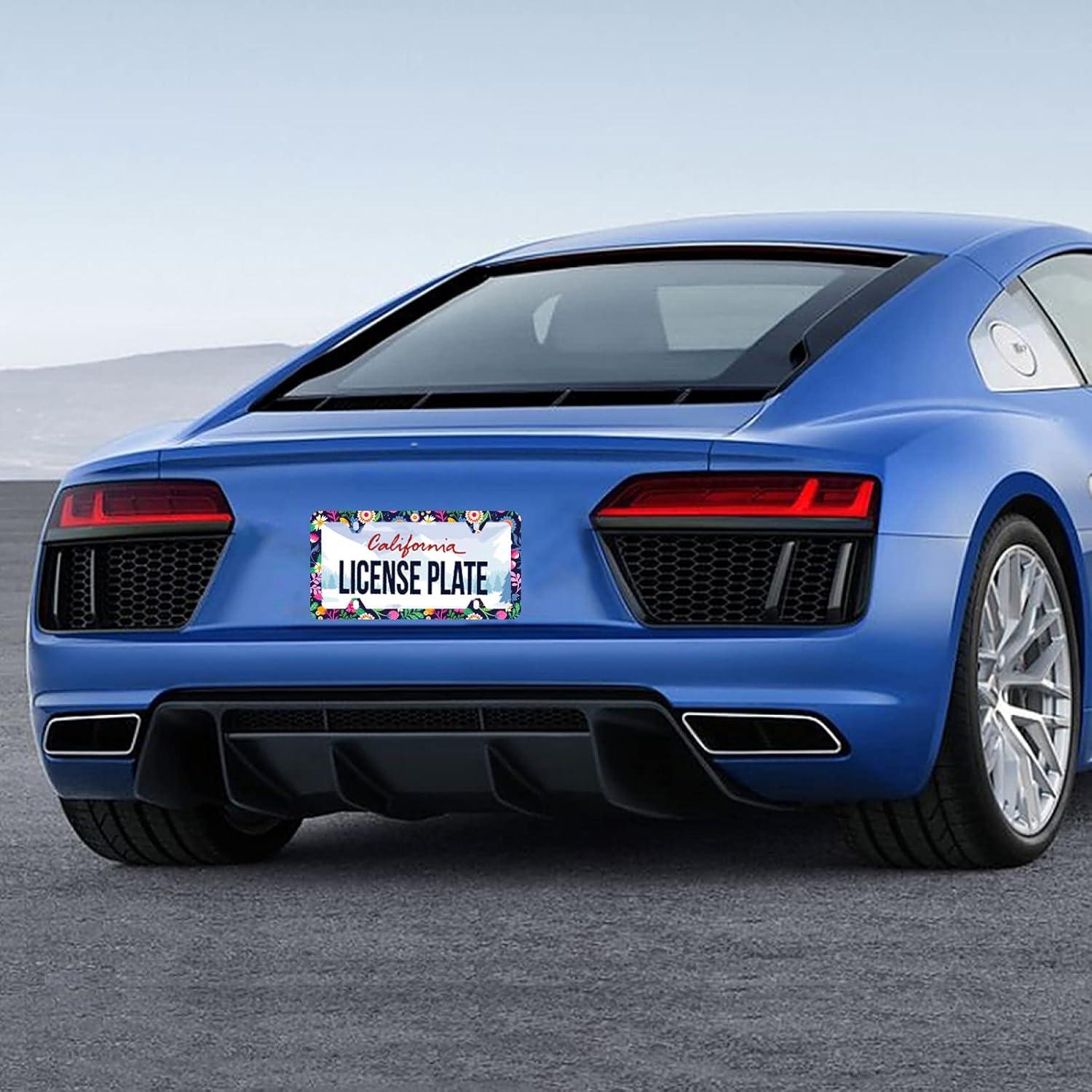 Marco de Placa de Licencia Floral GORSNKYE 31.2x16 cm Acero Inoxidable