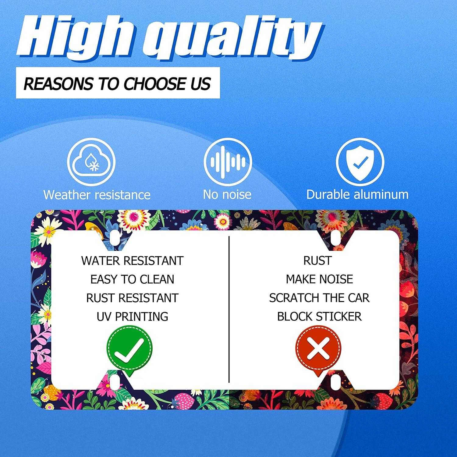 Marco de Placa de Licencia Floral GORSNKYE 31.2x16 cm Acero Inoxidable