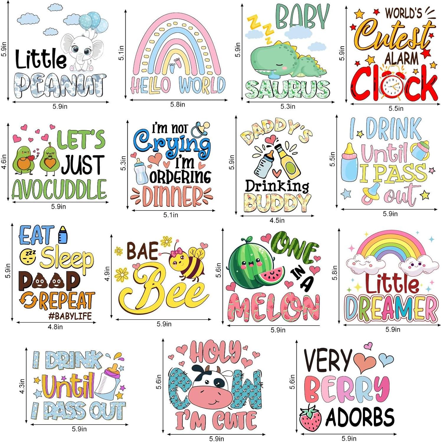 15 Parches de Transferencia de Calor Whaline para Bebés 15x15cm