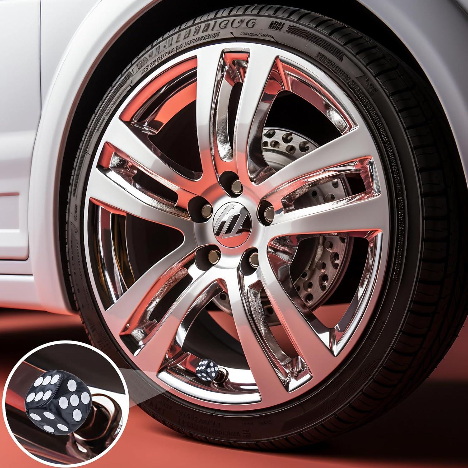 4 Tapas de Válvula de Neumático MEAJOO - Patrón de Perlas Negro