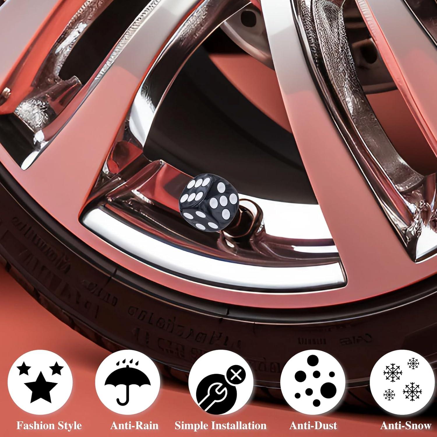 4 Tapas de Válvula de Neumático MEAJOO - Patrón de Perlas Negro