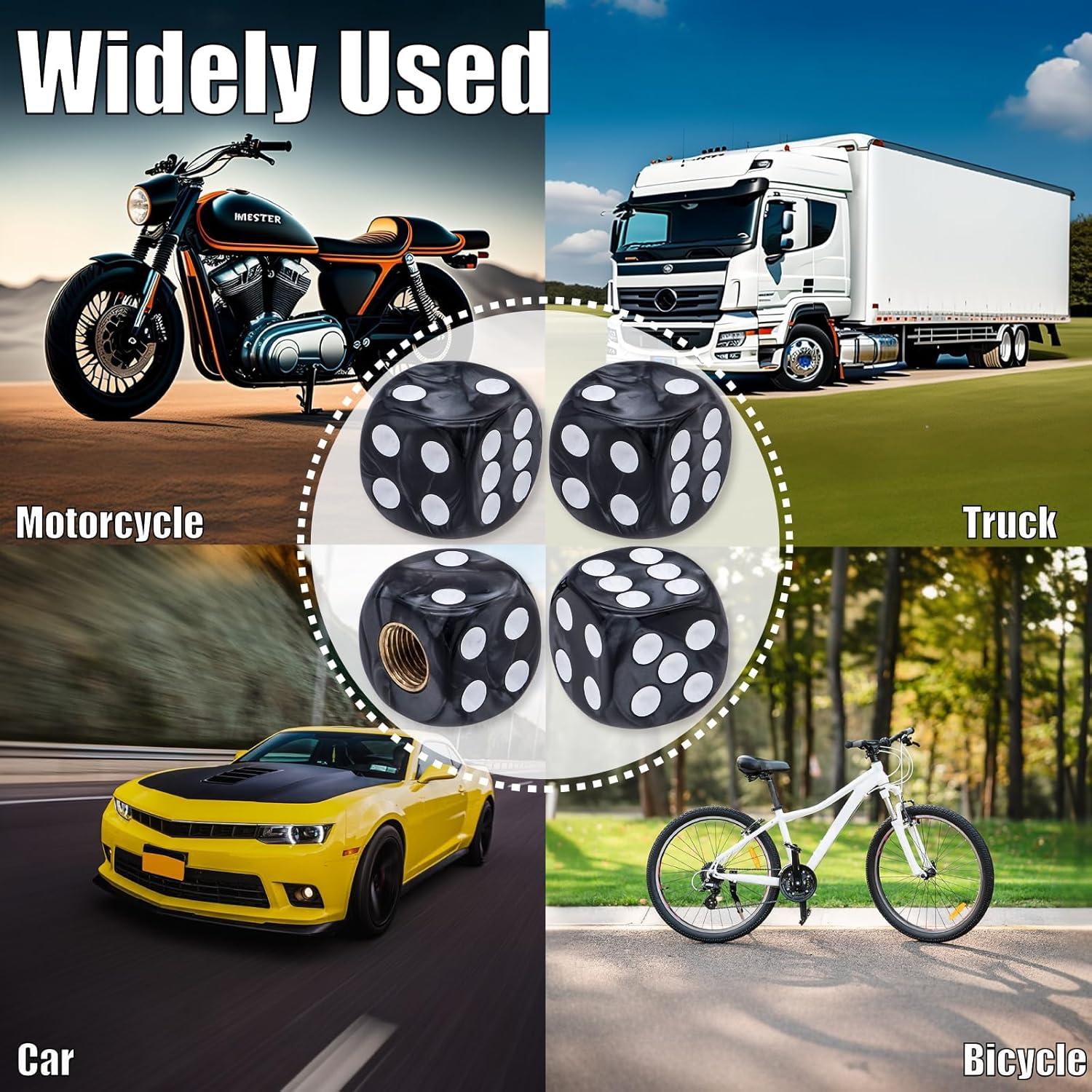 4 Tapas de Válvula de Neumático MEAJOO - Patrón de Perlas Negro