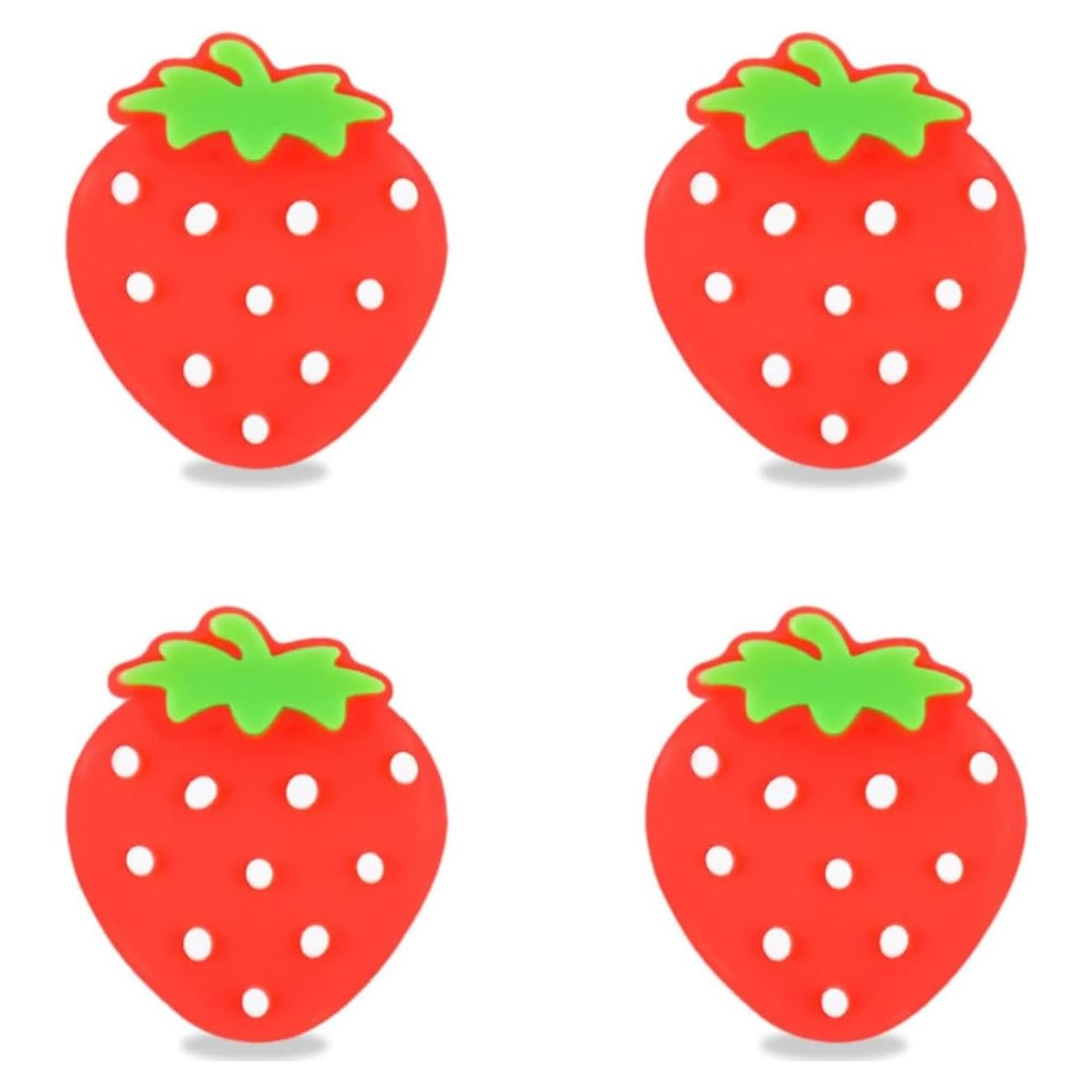 Cute Switch Joycon Thumb Grips Caps, Kawaii Strawberries Joystick Cover for Nintendo Switch/OLED/Lite, 4PCS Soft Silicone Joystick Caps (Red)