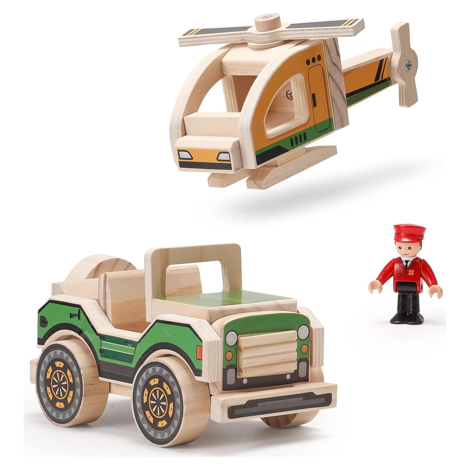 Kit de Carpintería 2-en-1 SainSmart Jr. Helicóptero y Coche