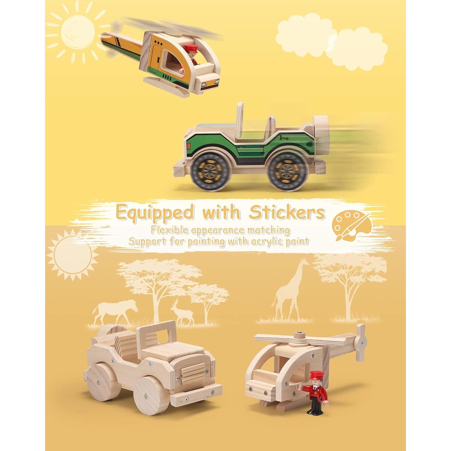 Kit de Carpintería 2-en-1 SainSmart Jr. Helicóptero y Coche