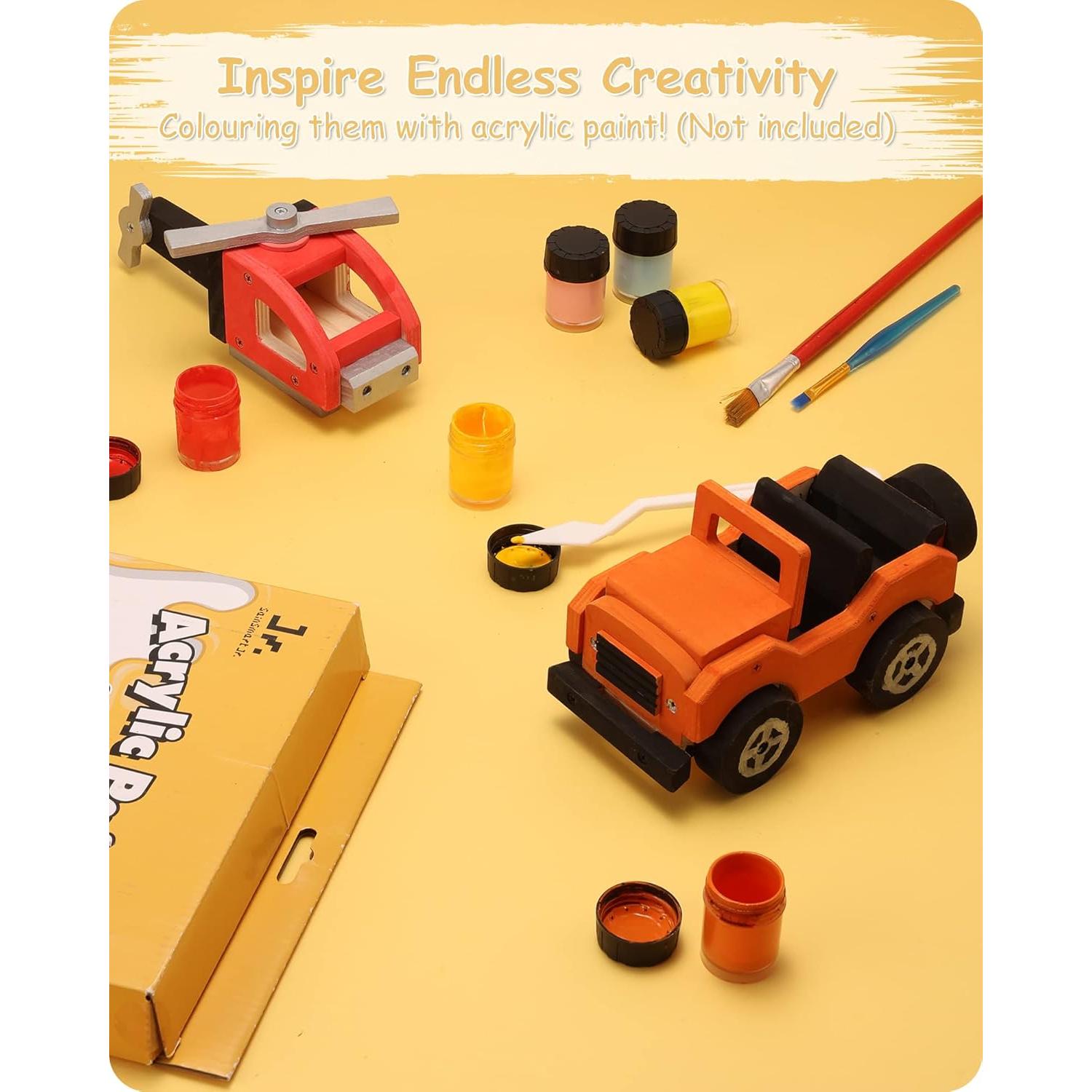 Kit de Carpintería 2-en-1 SainSmart Jr. Helicóptero y Coche