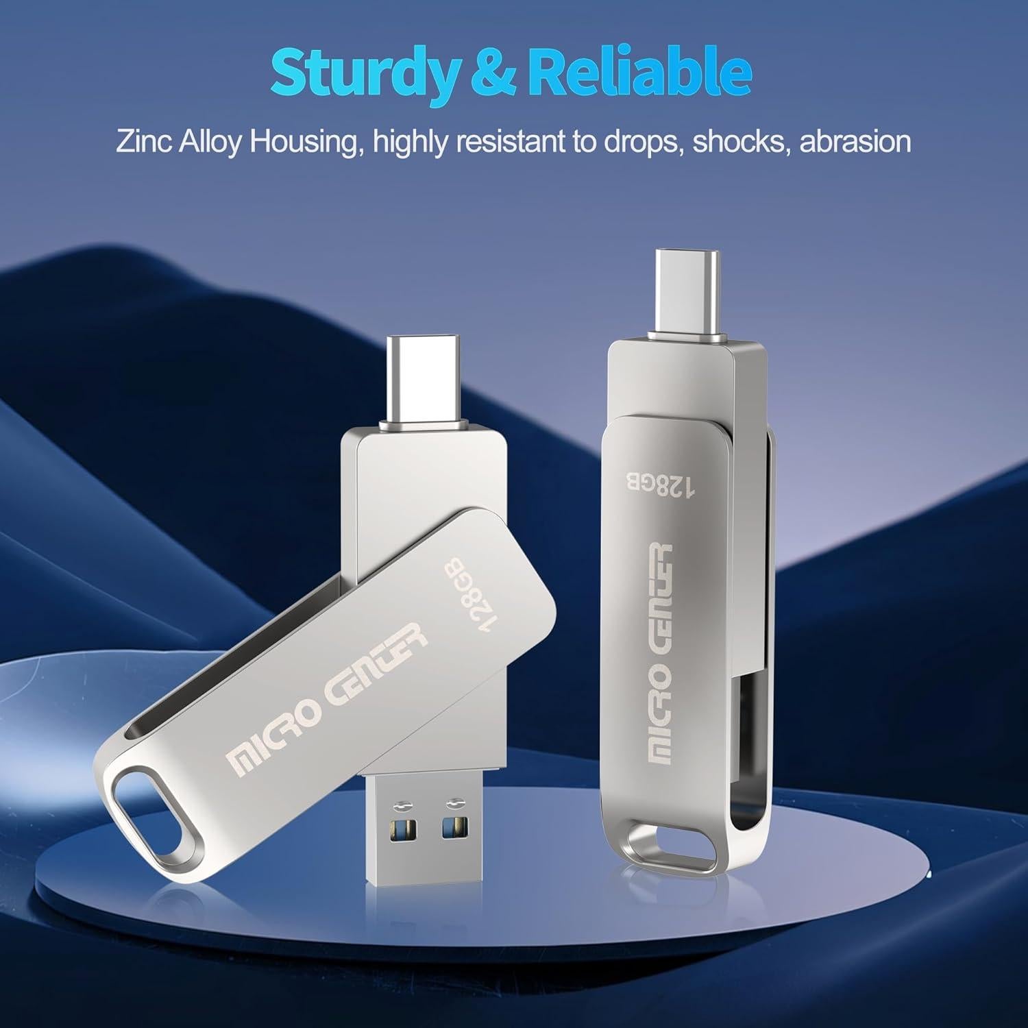 Unidad Flash USB 3.2 Micro Center 128GB Tipo-C y Tipo-A