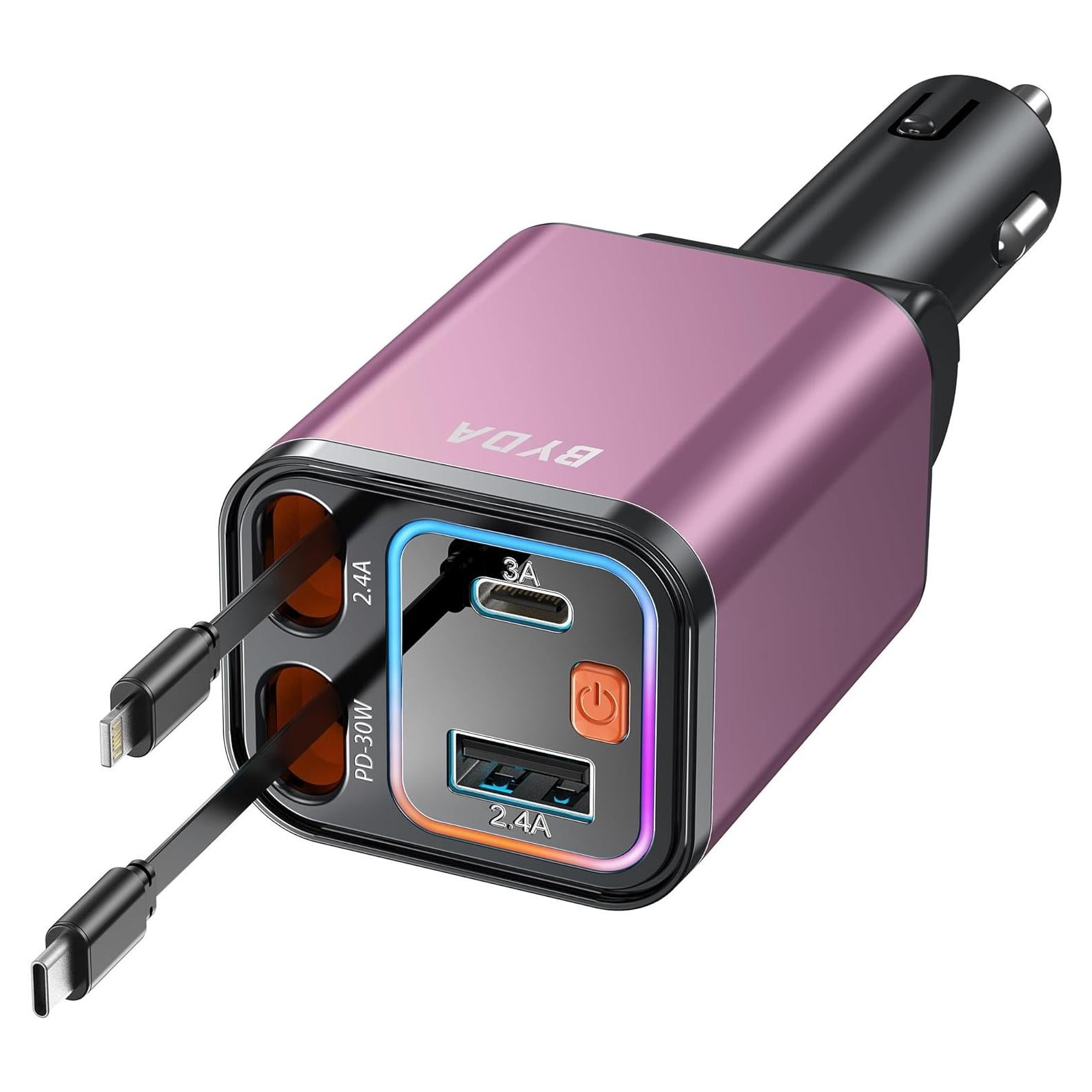 Cargador de coche BYDA 69W rápido USB-C para iPhone y Android