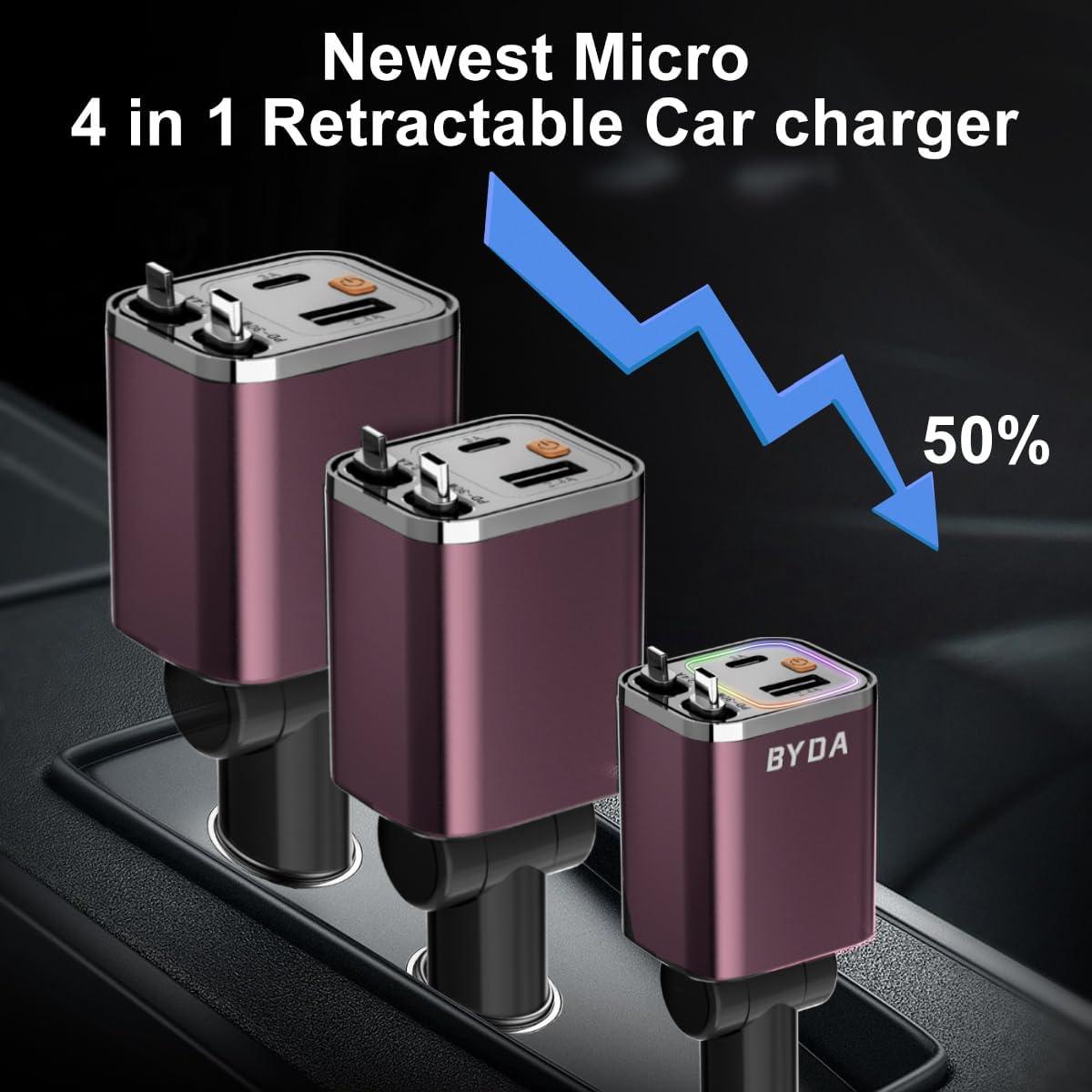 Cargador de coche BYDA 69W rápido USB-C para iPhone y Android