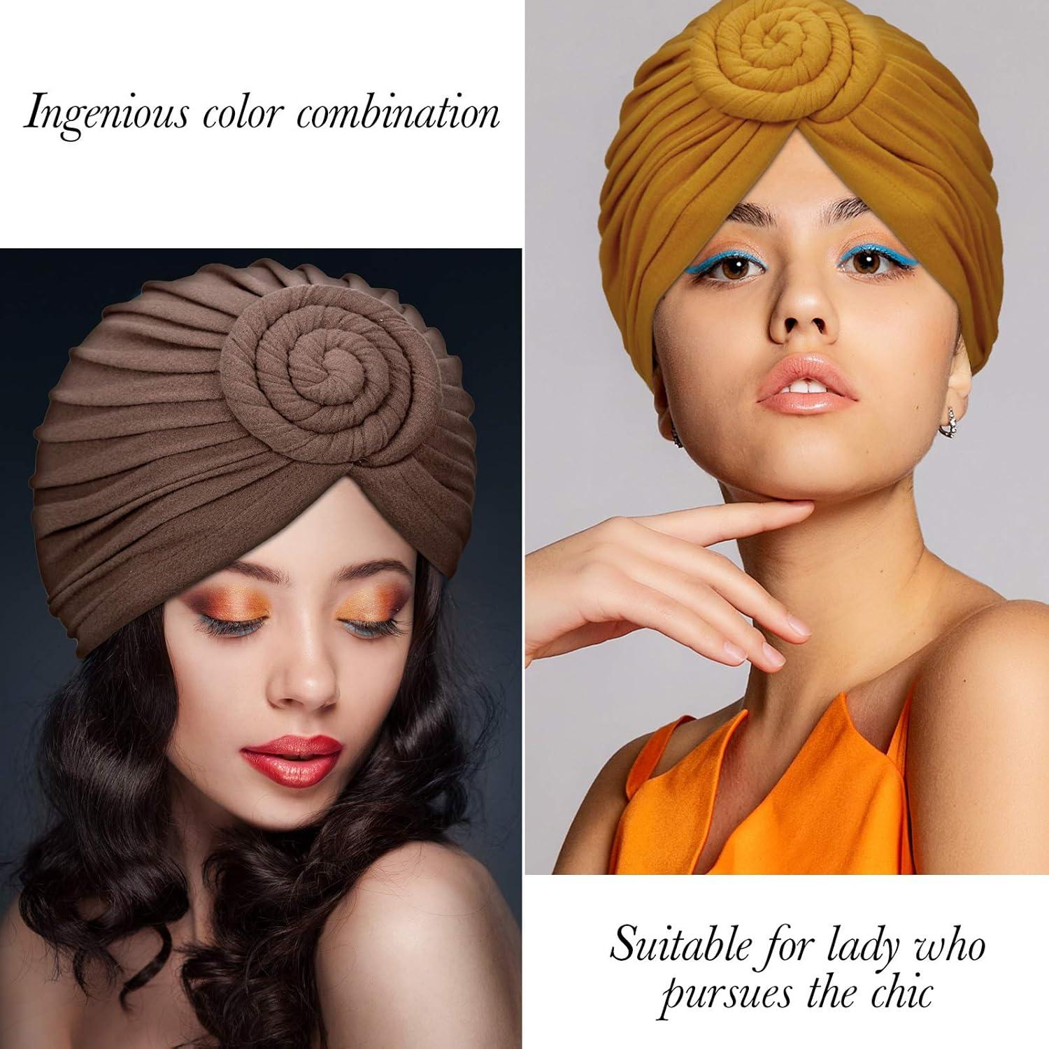 Turbantes Africanos SATINIOR 4 Piezas para Mujeres - Gorra de Cabello