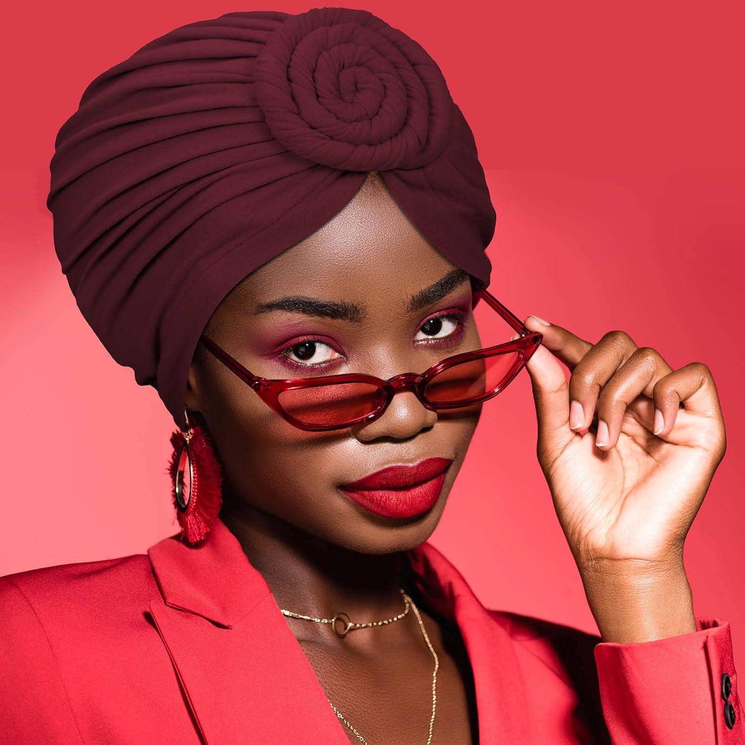 Turbantes Africanos SATINIOR 4 Piezas para Mujeres - Gorra de Cabello