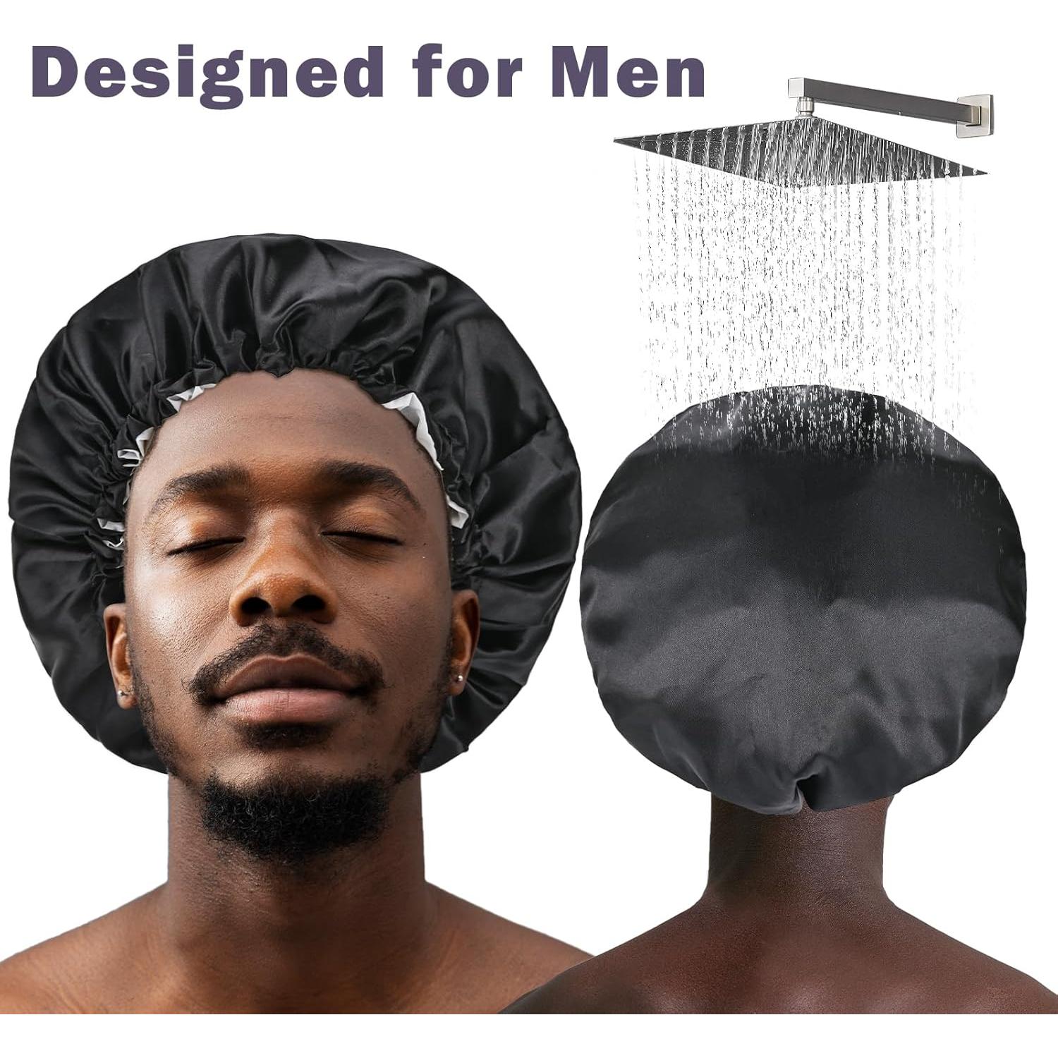 Gorro de Ducha Impermeable Yonchic Negro Doble Capa Ajustable