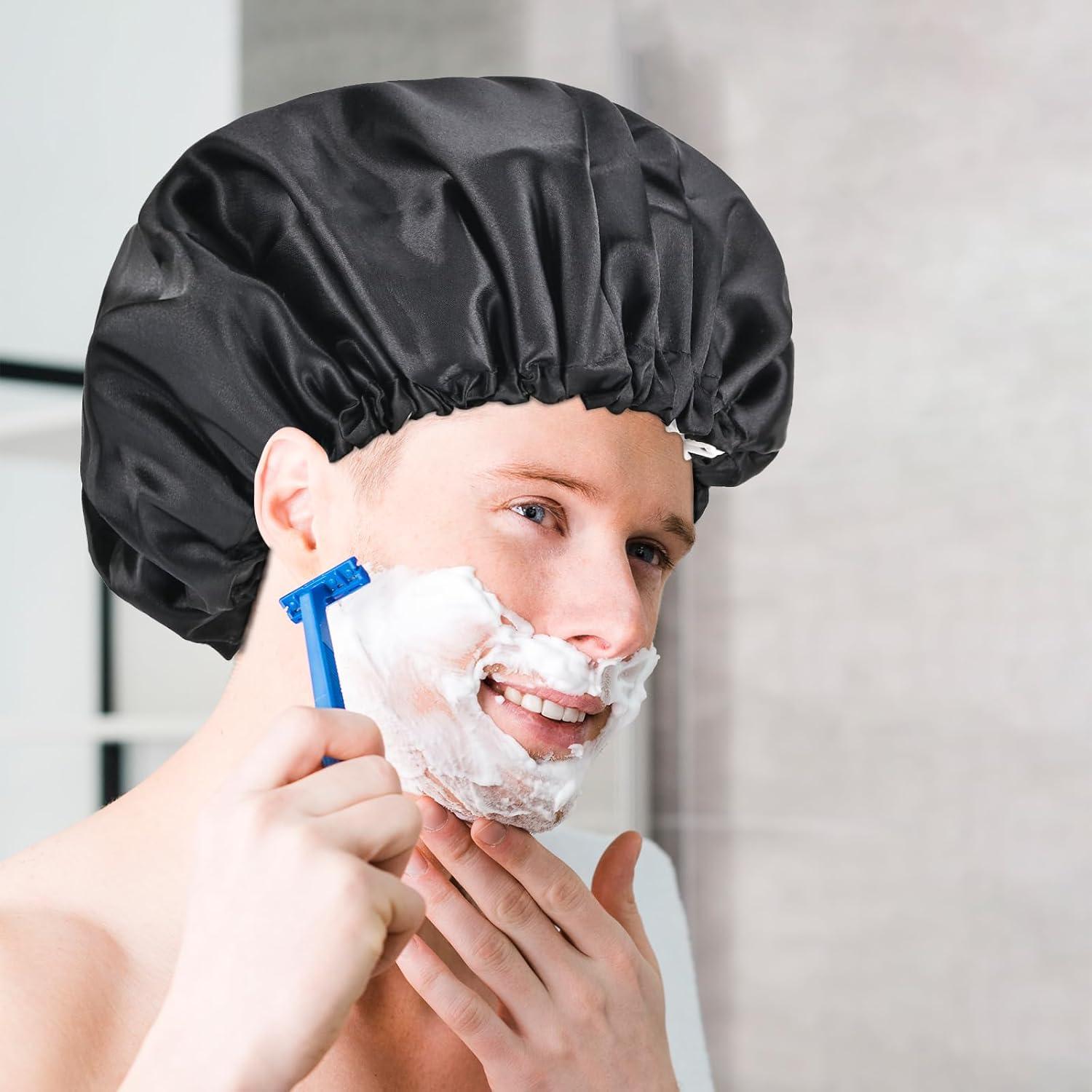 Gorro de Ducha Impermeable Yonchic Negro Doble Capa Ajustable