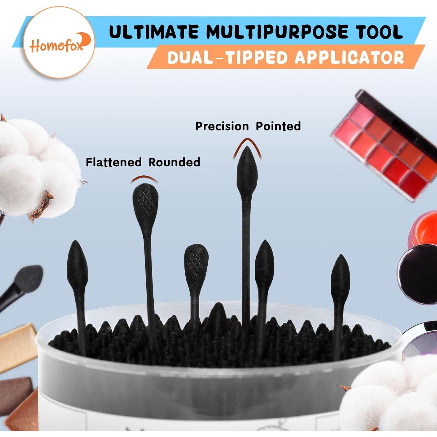 Hisopos de Algodón Orgánico HOMEFOX 250 Unidades Negro XL