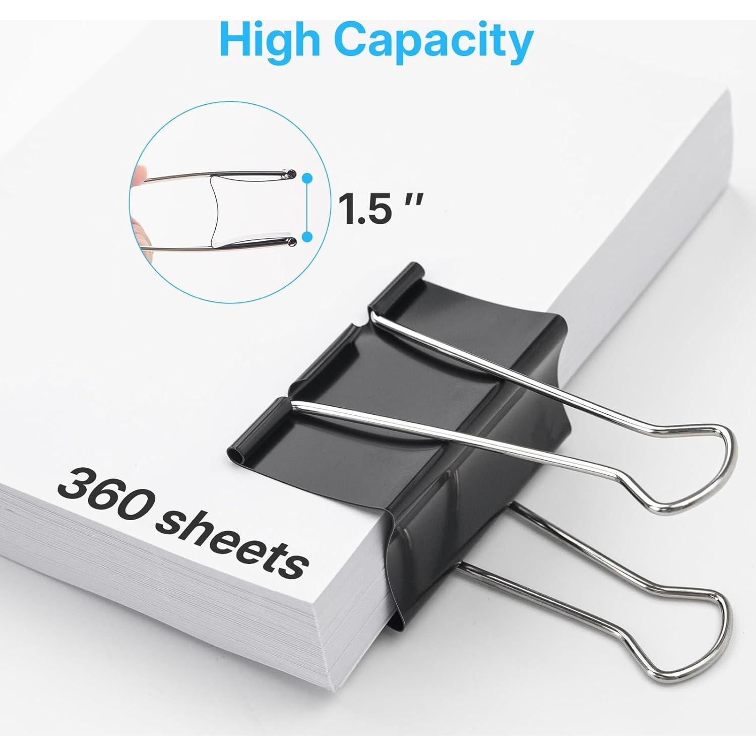 Clips de Carpeta Jumbo OWLKELA 3 Pulgadas 6 Pcs Negros