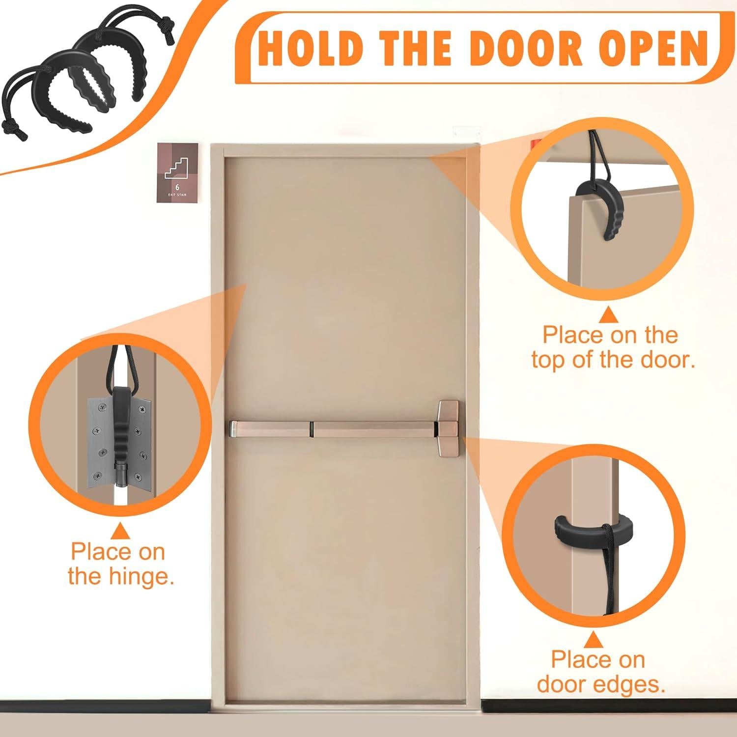 Crosize Detenedores de Puertas 4 Piezas Negro TPE