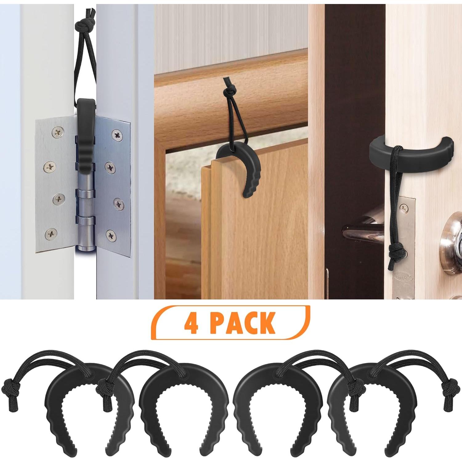 Crosize Detenedores de Puertas 4 Piezas Negro TPE