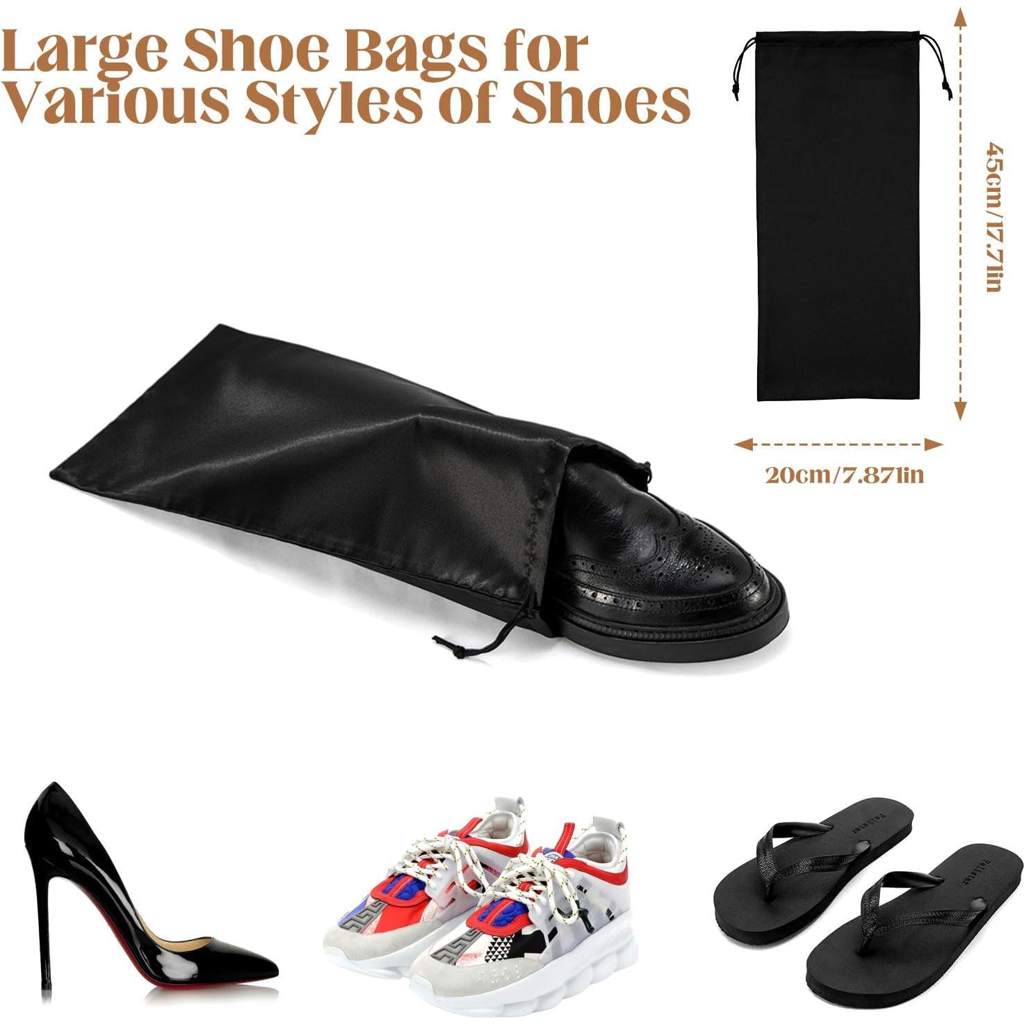 Paquete de 10 bolsas de satén para zapatos negro SDXD02