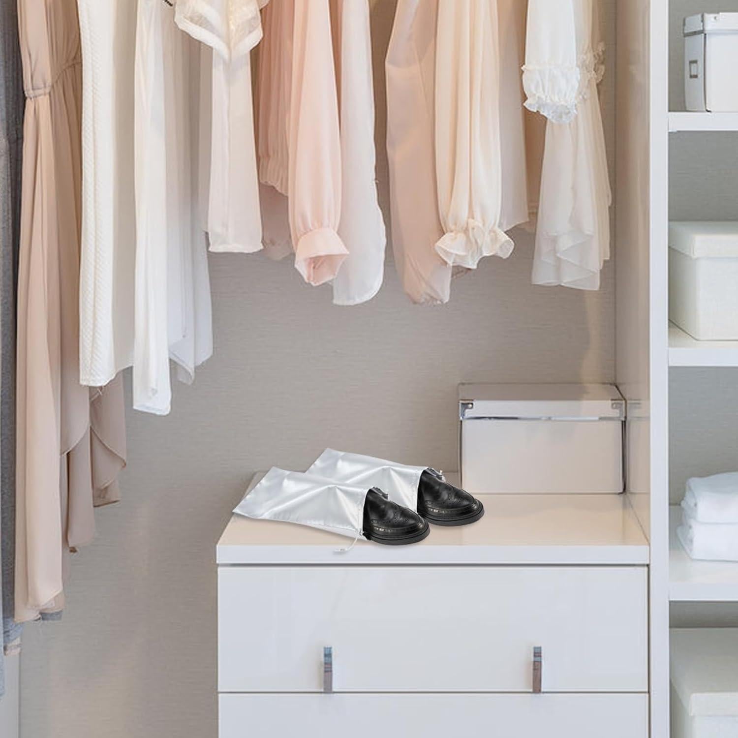 Paquete de 10 bolsas de satén para zapatos negro SDXD02