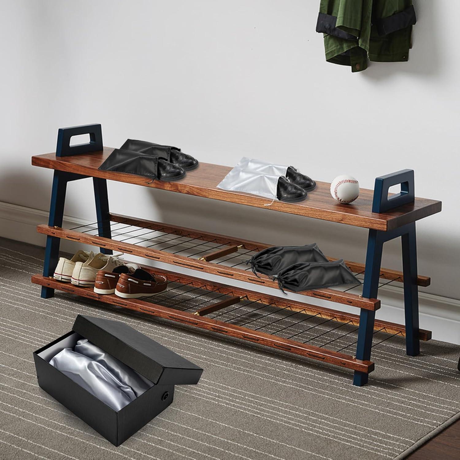 Paquete de 10 bolsas de satén para zapatos negro SDXD02