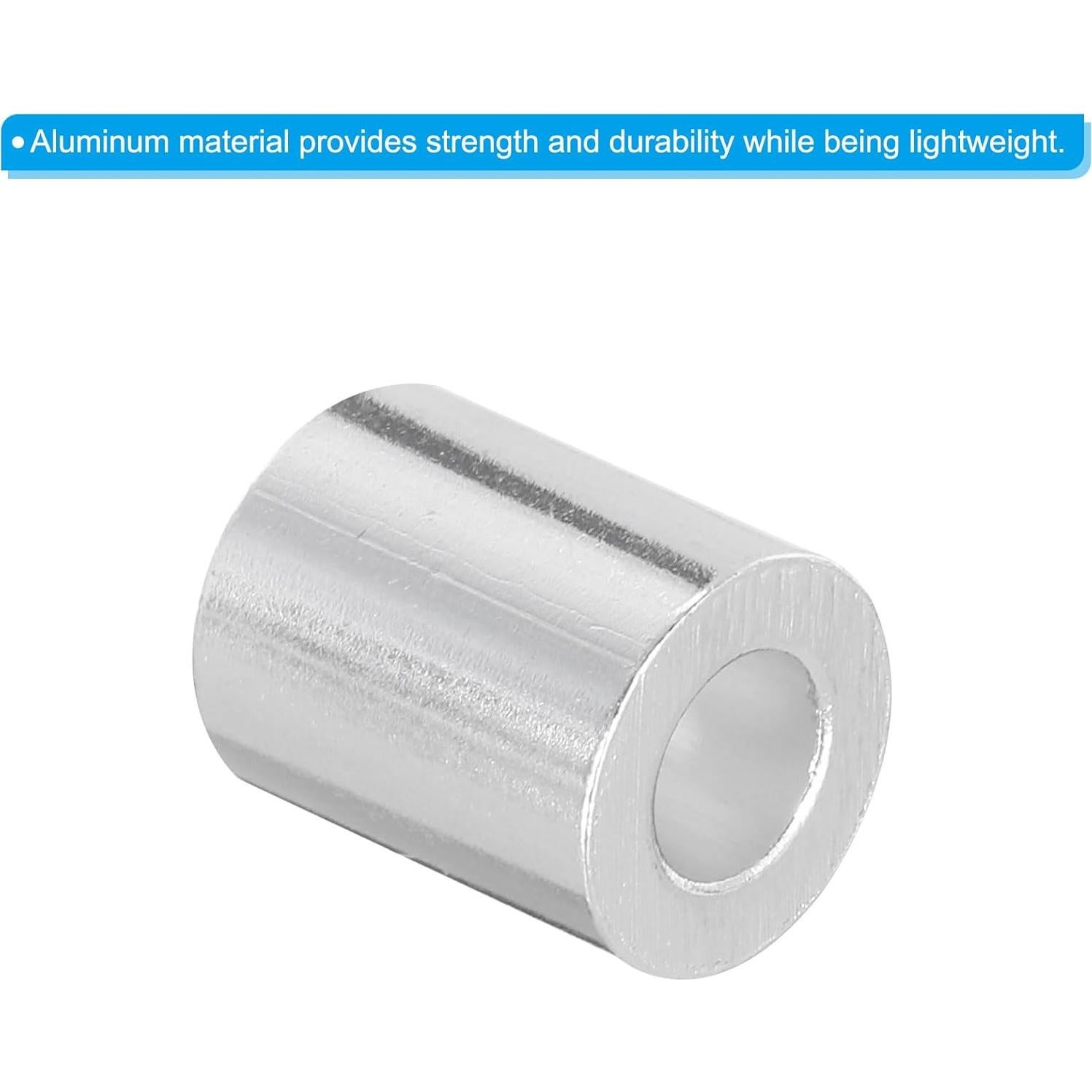 Manga de Crimpado de Aluminio uxcell 6mm Plata 25pcs