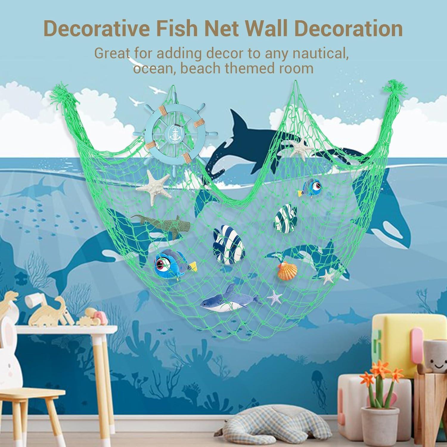 Paquete de 2 Redes de Pesca Decorativas Verde Manzana 203x102 cm