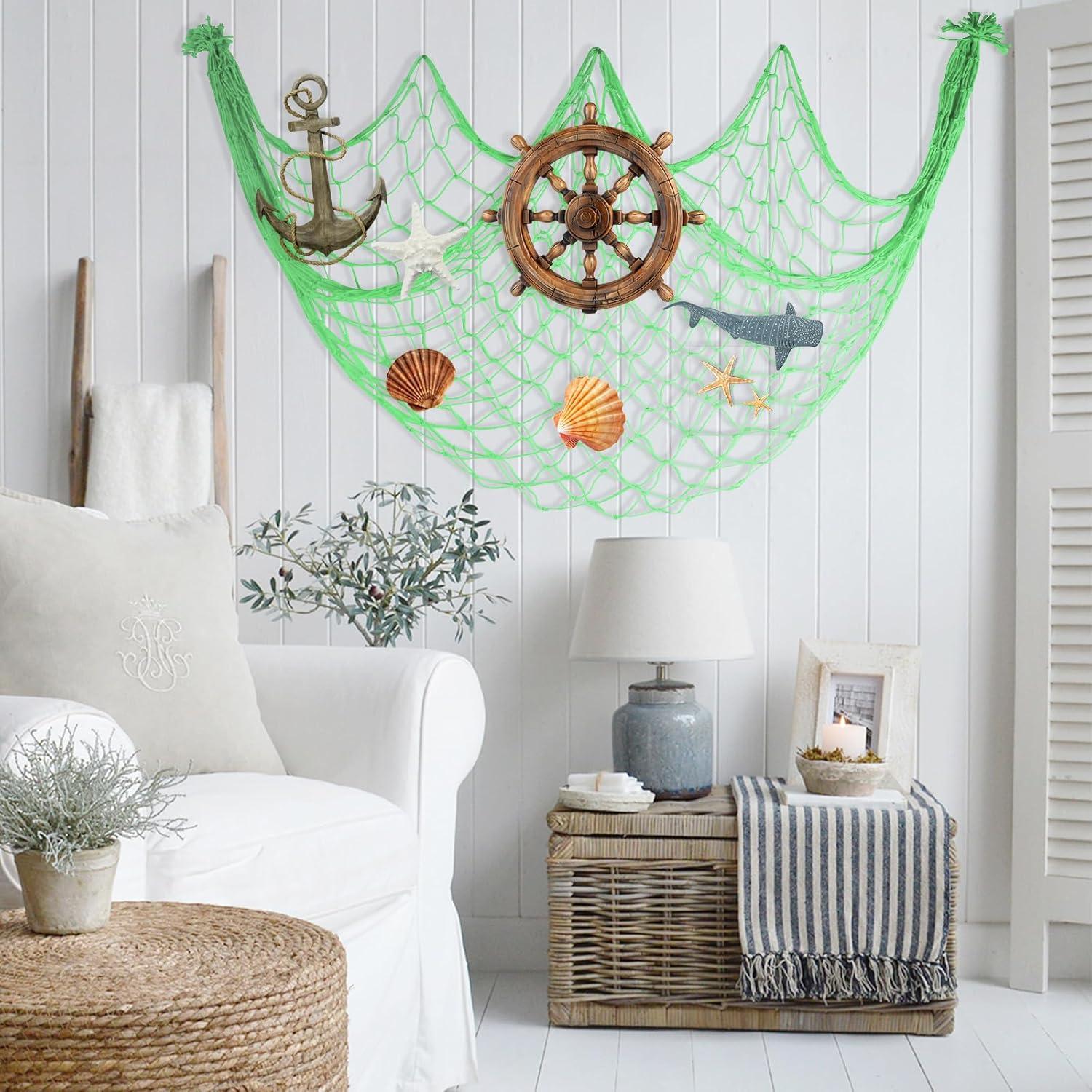 Paquete de 2 Redes de Pesca Decorativas Verde Manzana 203x102 cm