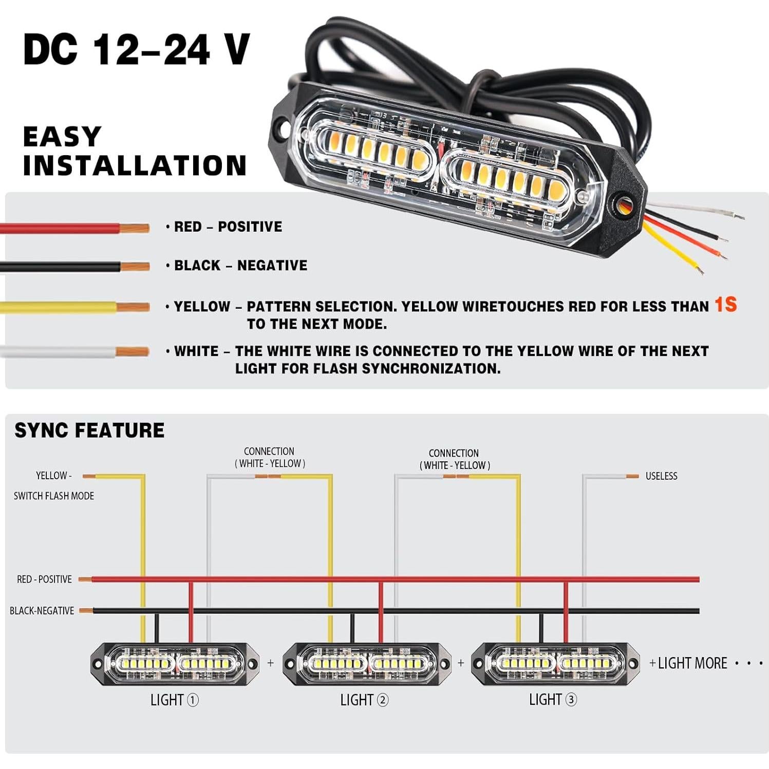 Luz Estroboscópica LED PKINGLAKE 6W Ámbar/Blanco 21 Modos