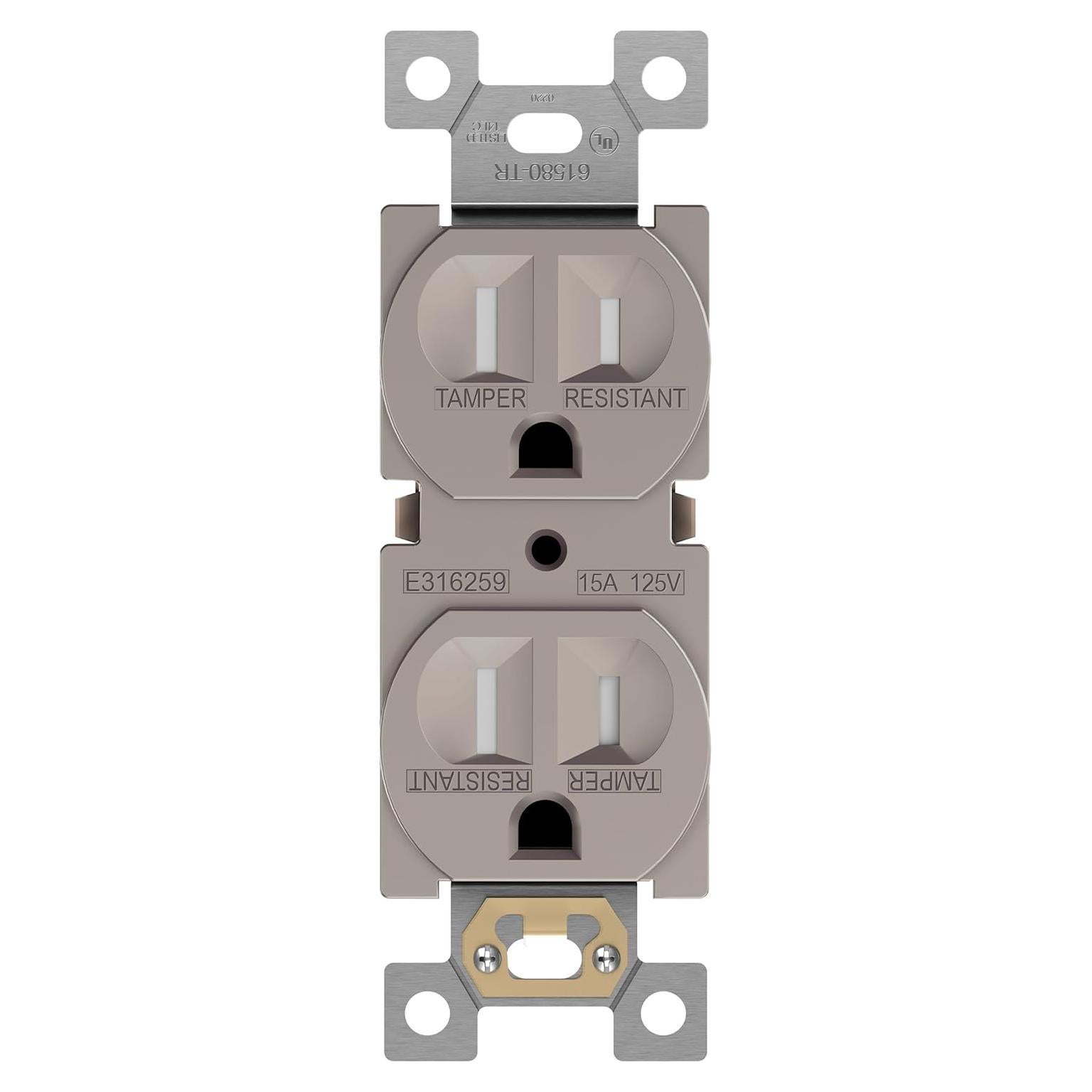 Enchufe Doble ENERLITES 61580-TR-NK 15A 125V Niquel