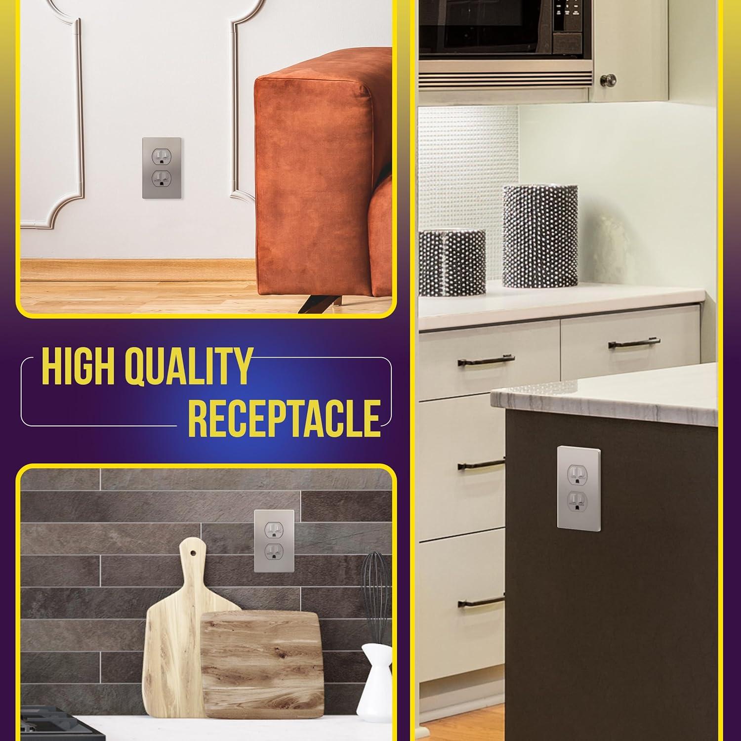 Enchufe Doble ENERLITES 61580-TR-NK 15A 125V Niquel