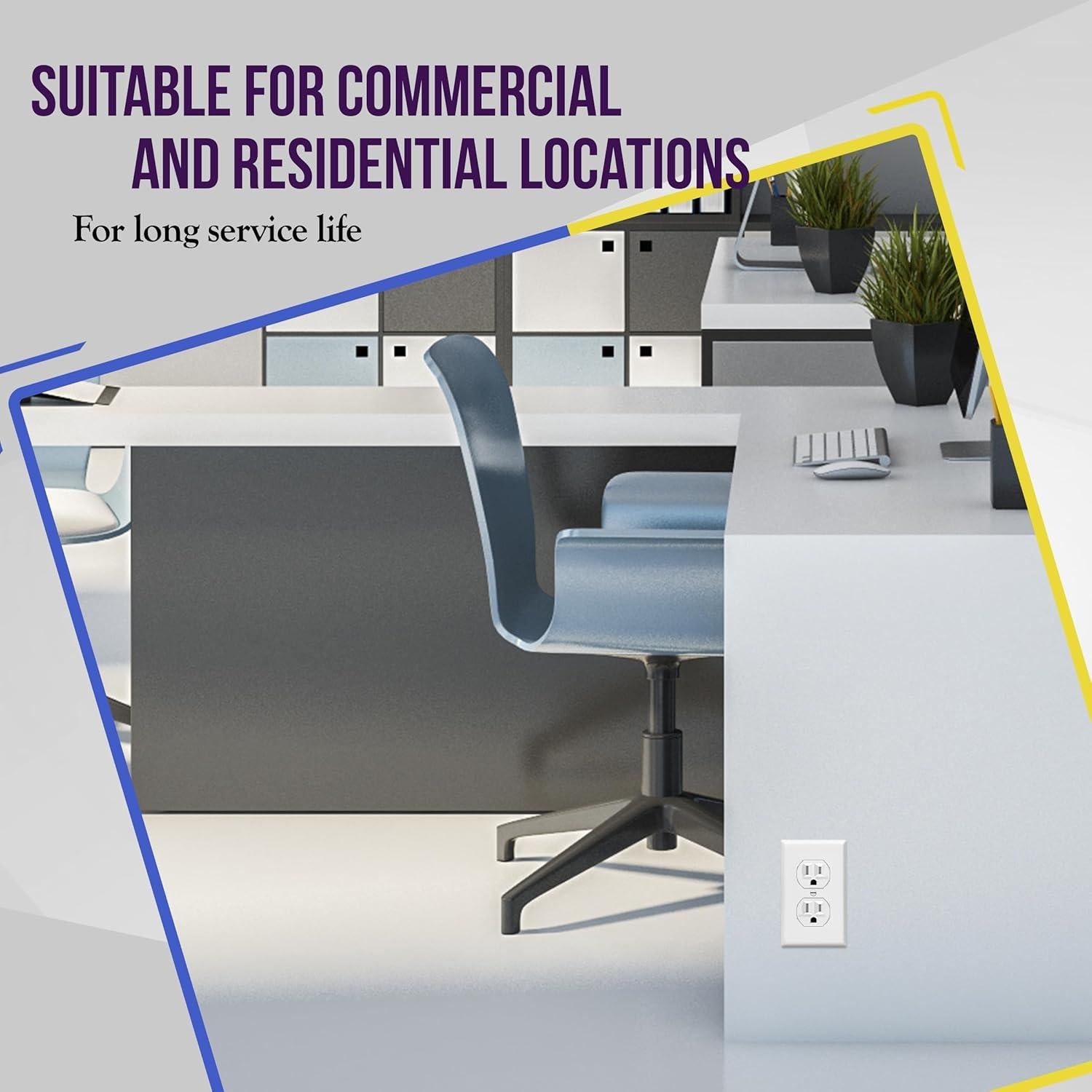 Toma Doble de Corriente Enerlites 15A 125V Blanca - Paquete de 10