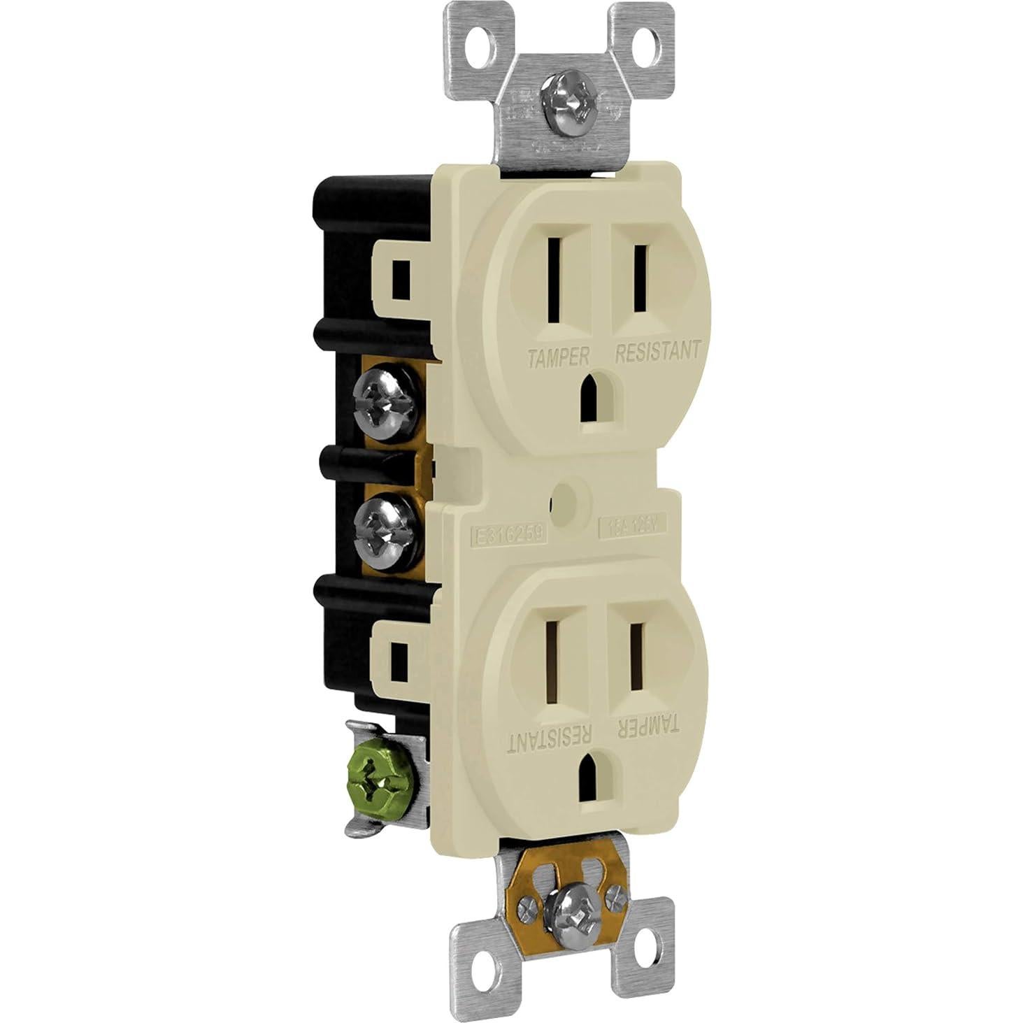 Enchufe Doble Enerlites Marfil 15A 125V Resistente a Manipulaciones (Paquete de 10)