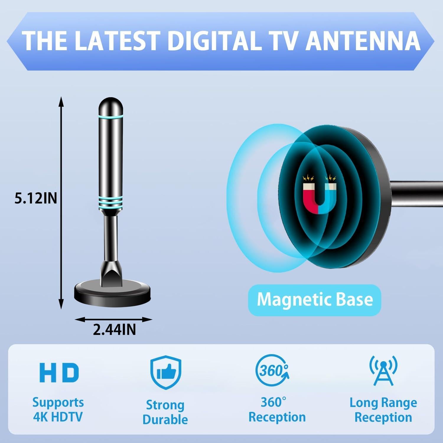 Antena Digital Interior ApexWaveTV AP011-2 4K HDTV 360°