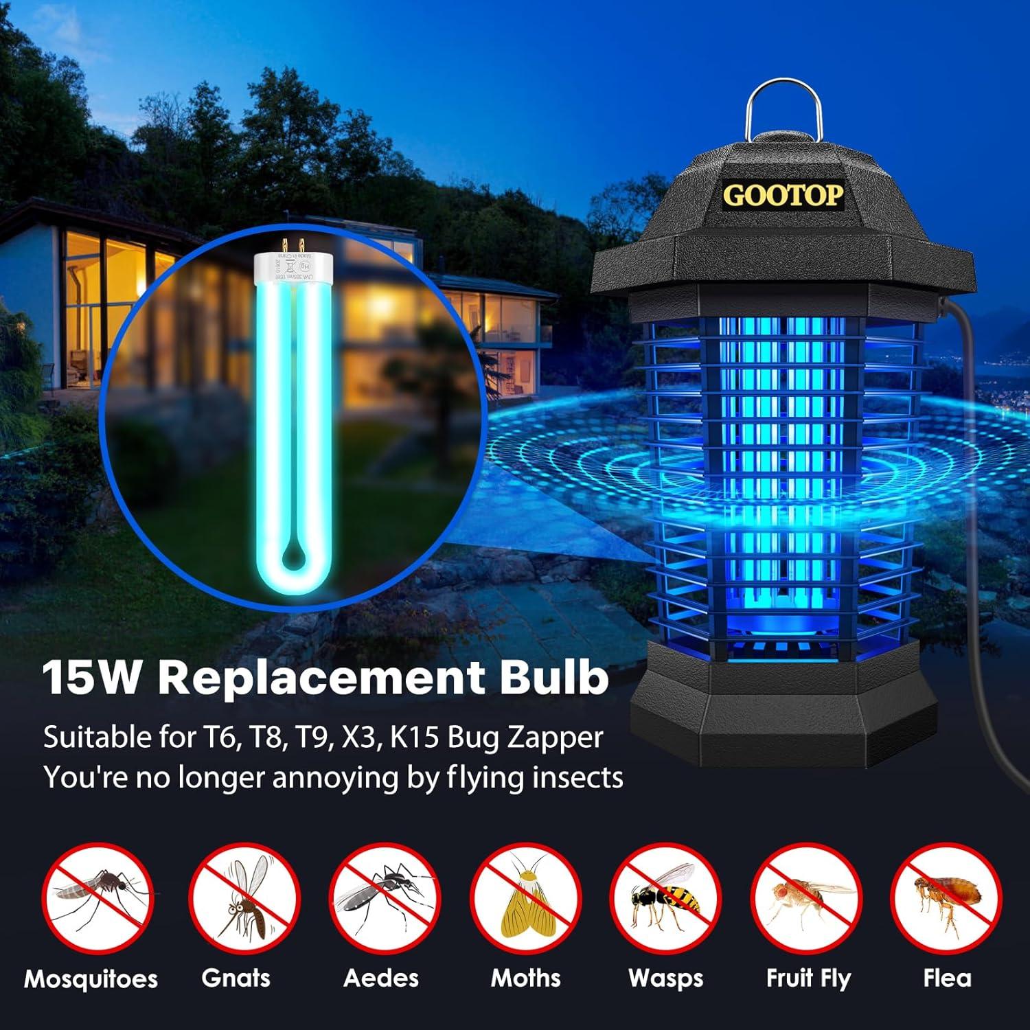 Bombilla de Reemplazo GOOTOP 15W para Insecticidas T6, K15, T9, X3