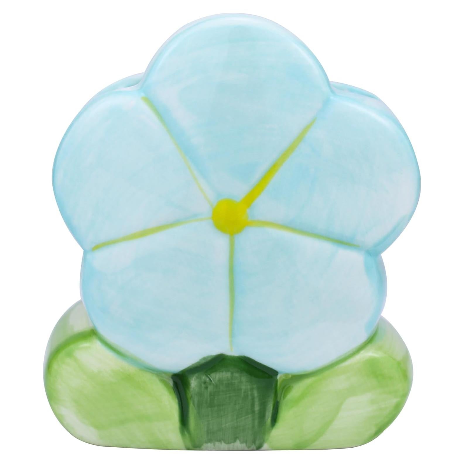 Soporte para bolígrafos Busnos de cerámica floral azul 12.4 cm