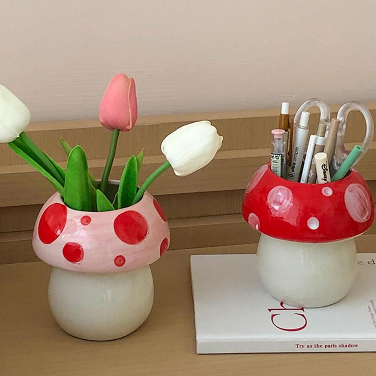 Soporte para Plumas y Cepillos de Dientes Busnos Rojo Cerámica