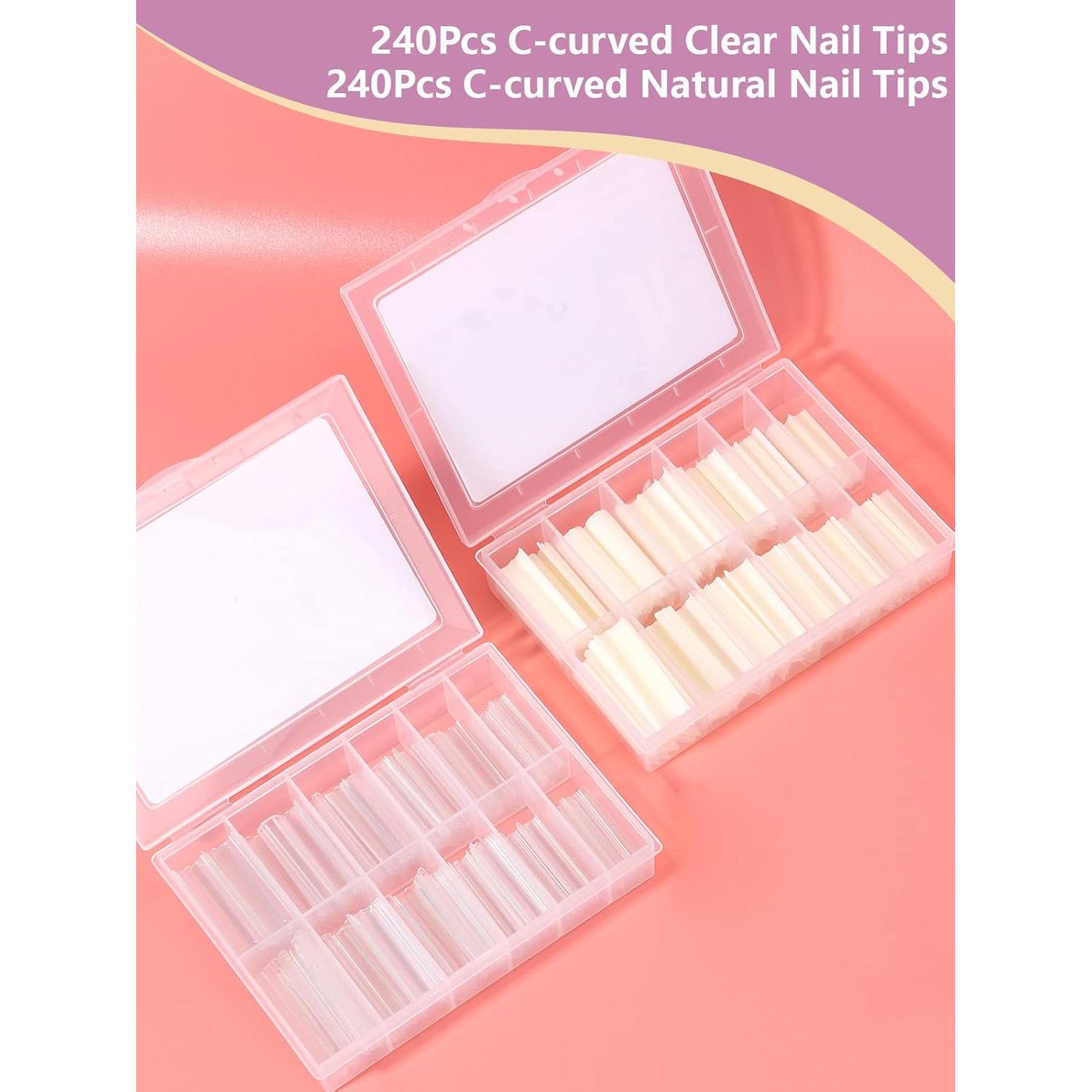 480 Puntas de Uñas Acrílicas XL C Curve Deciniee - 12 Tamaños