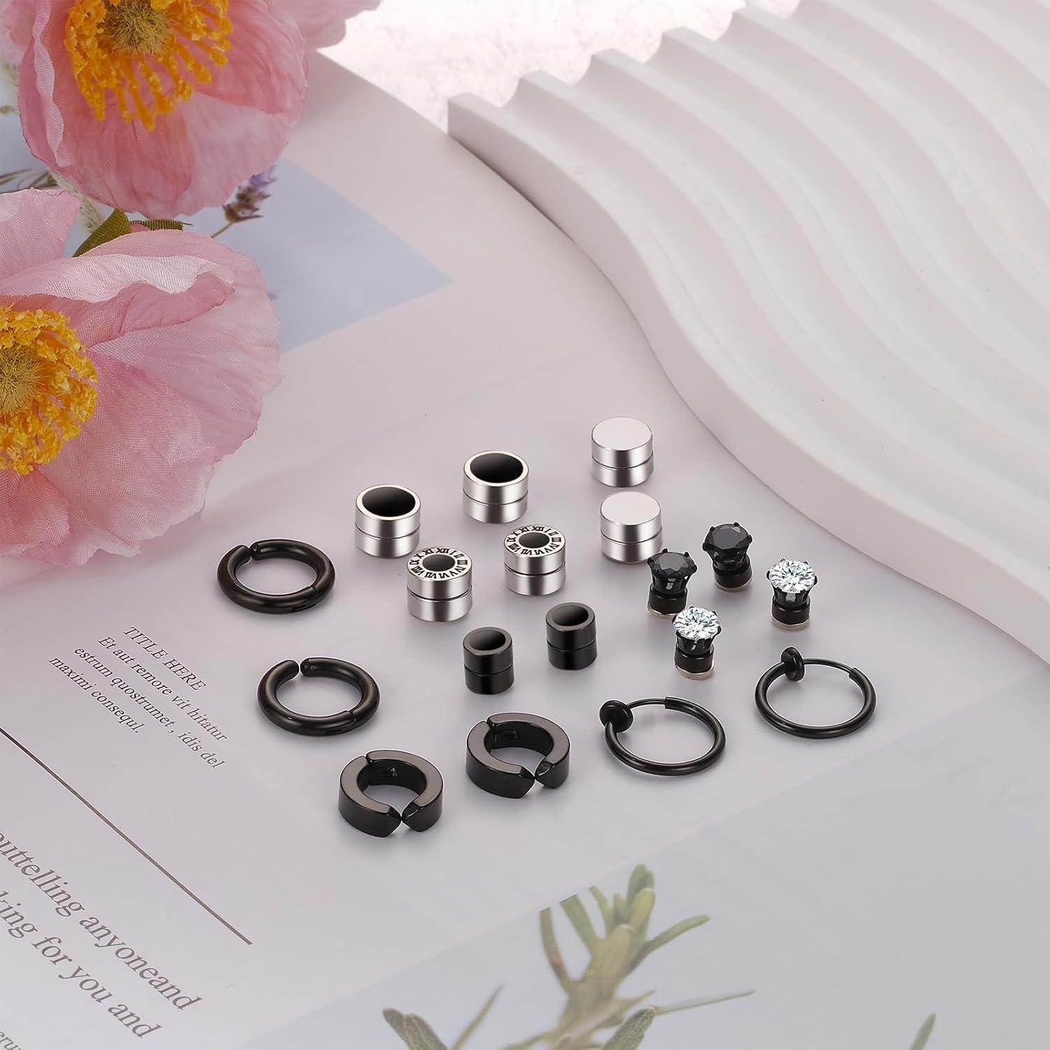 Pendientes Magnéticos No Perforantes Viking - 18PCS Acero Inoxidable