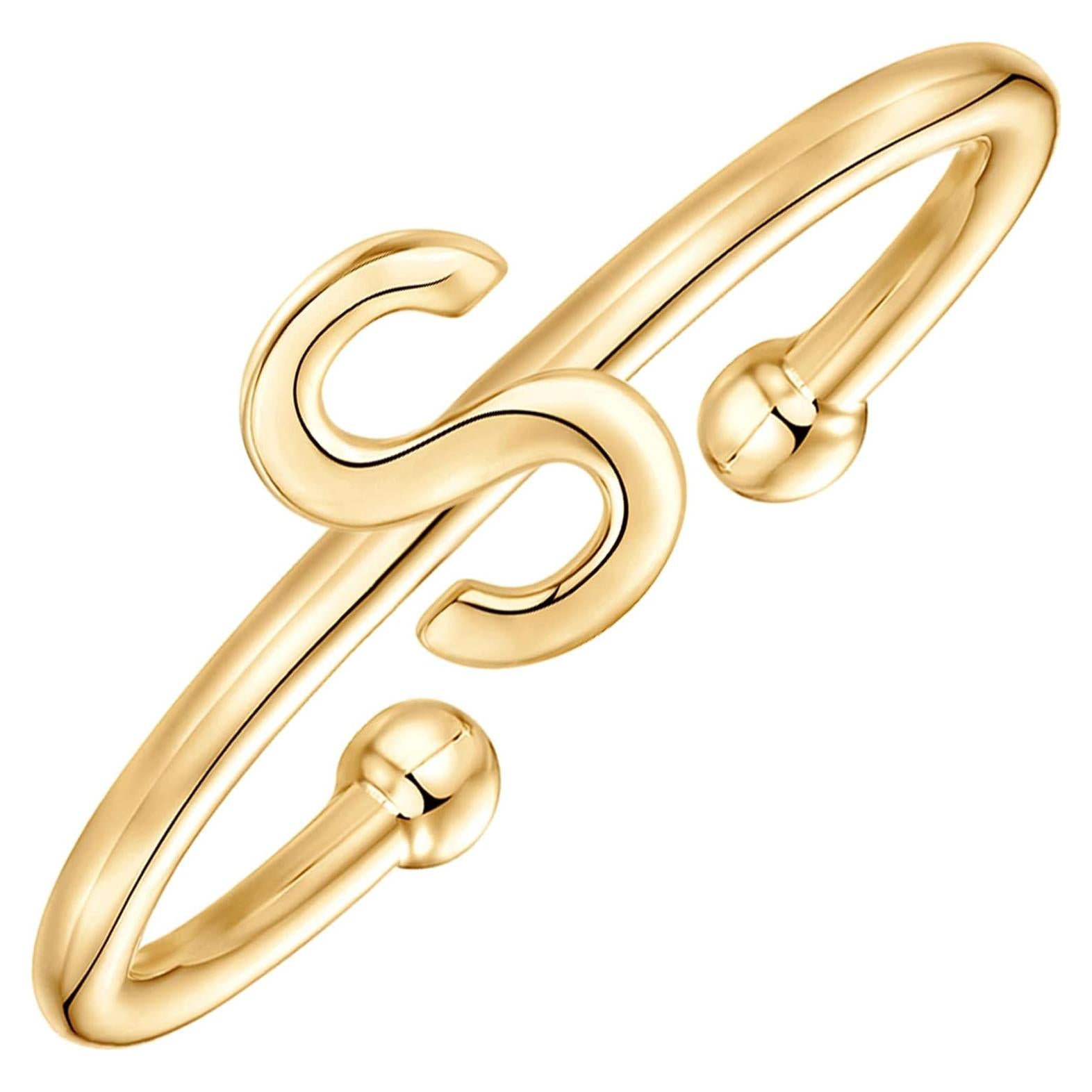 Anillo Ajustable de Letra Inicial PAVOI Baño de Oro 14K Mujeres