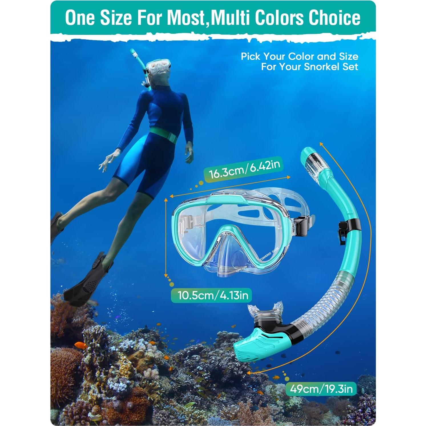 Juego de Snorkel Seovediary SS2-TMLV Adultos Antivaho Verde