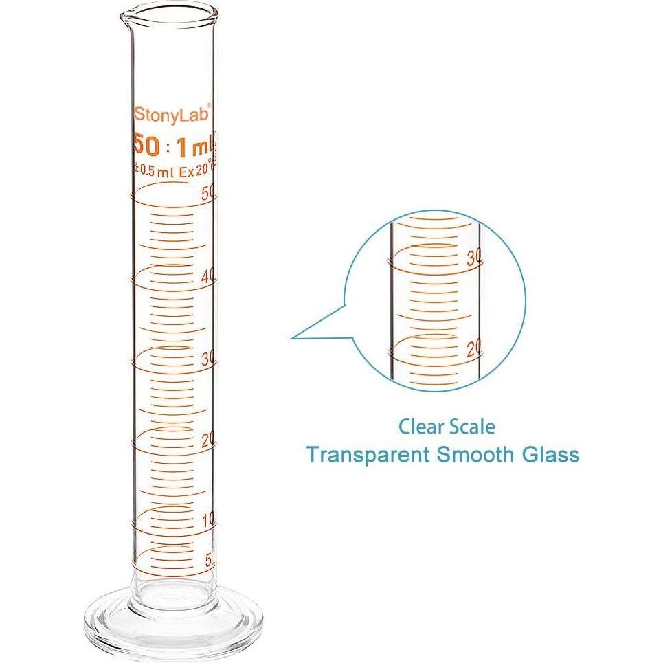 Cilindro Graduado 50 ml StonyLab Vidrio Borosilicato Pared Gruesa